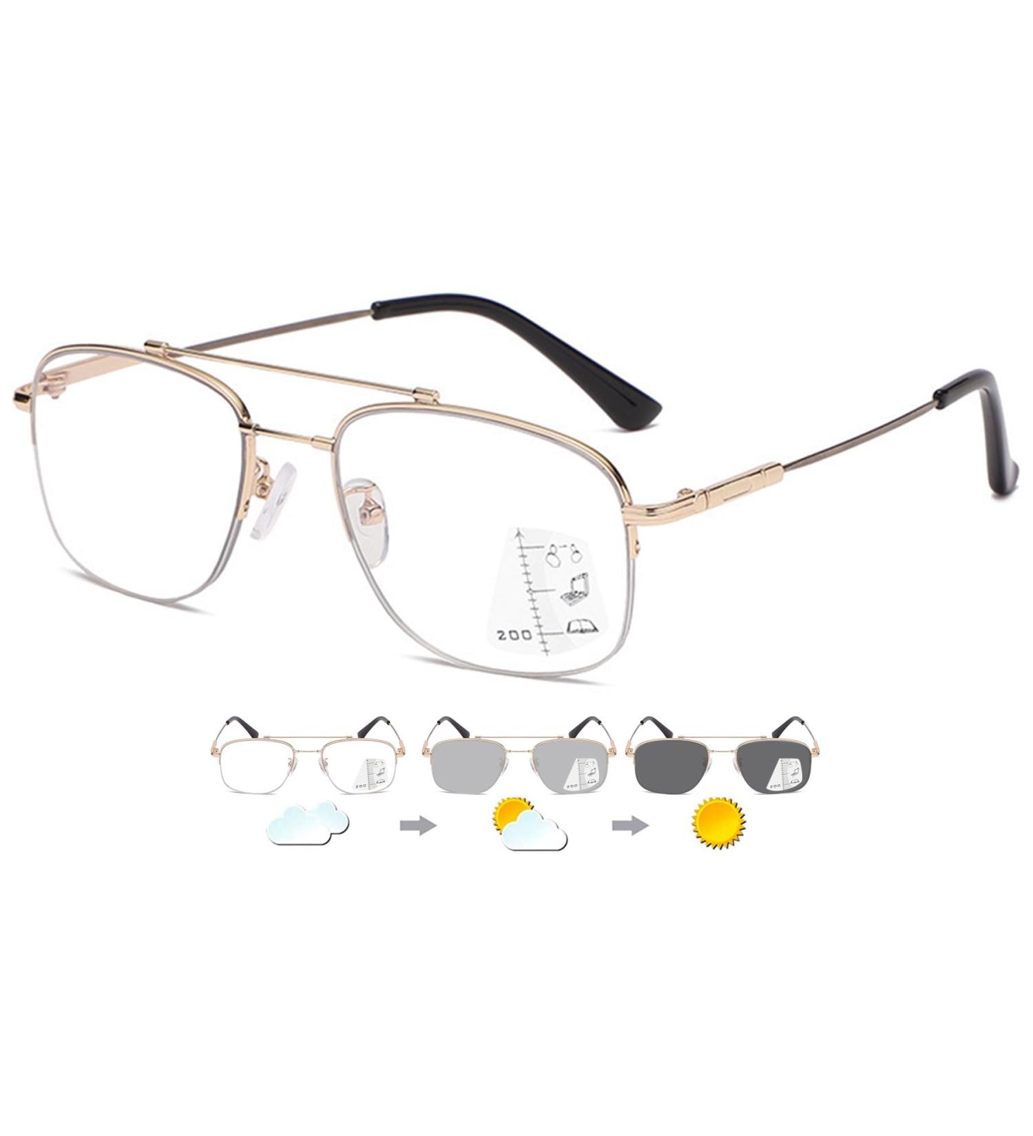 Shop Lanomi Photochrome Progressive Multifocal Reading Glasses - Blue Light Filter Flexible Varifocal Design Anti-Fatigue Titan Alloy - Ideal for Comfort & Clarity - Buy Online on GoSupps.com