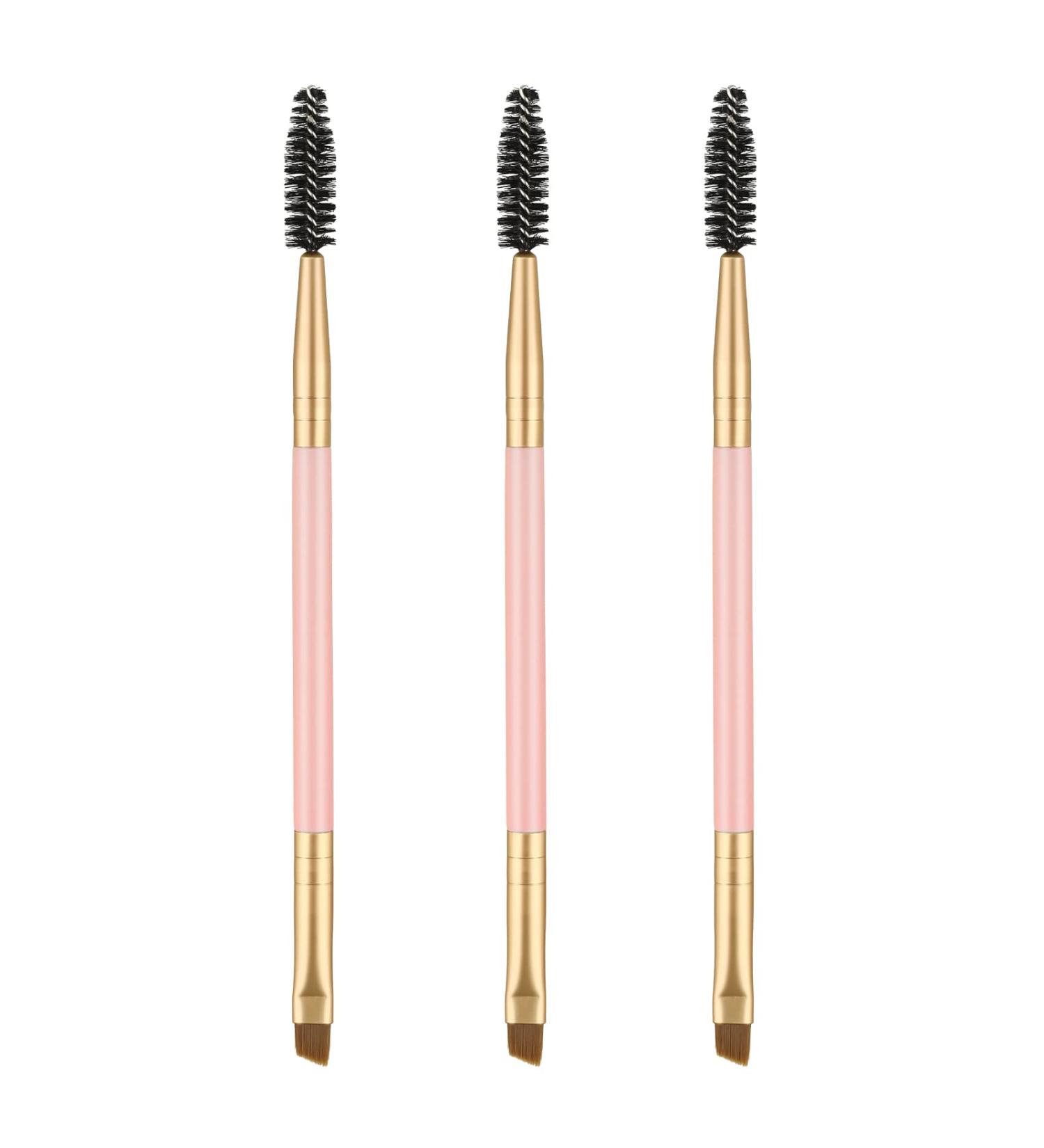 Set of 3 Eyebrow Brushes for Brow Powders, Waxes, Gels - Spoolie and Angled Eye Brow Brush Set (Multi-colored) - Buy Online on GoSupps.com