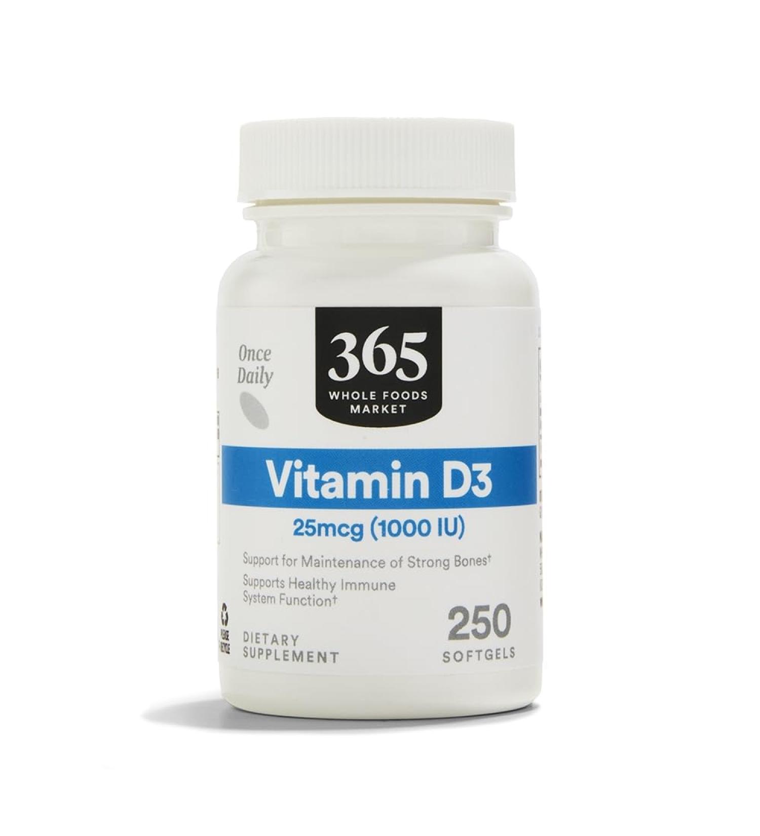 365 by Whole Foods Market Vitamin D3 1000 IU 250 Count - Buy Online on GoSupps.com