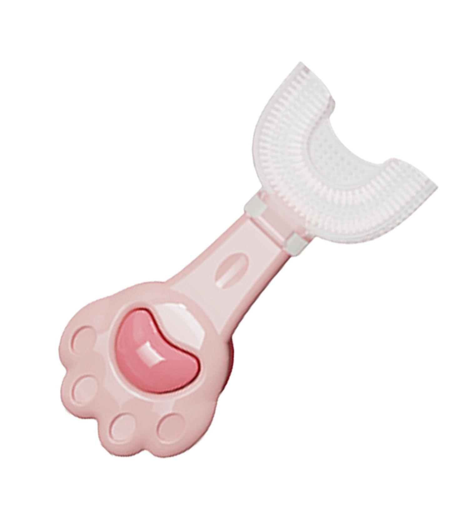 U Shaped Toothbrush for Kids | Manual U Shaped Toothbrush | Manual 360 Degree Oral Teeth Cleaning Brush with Soft Silicone Head for Kids 2-6 Years Aezon Pink 1 count (Pack of 1) - Buy Online on GoSupps.com