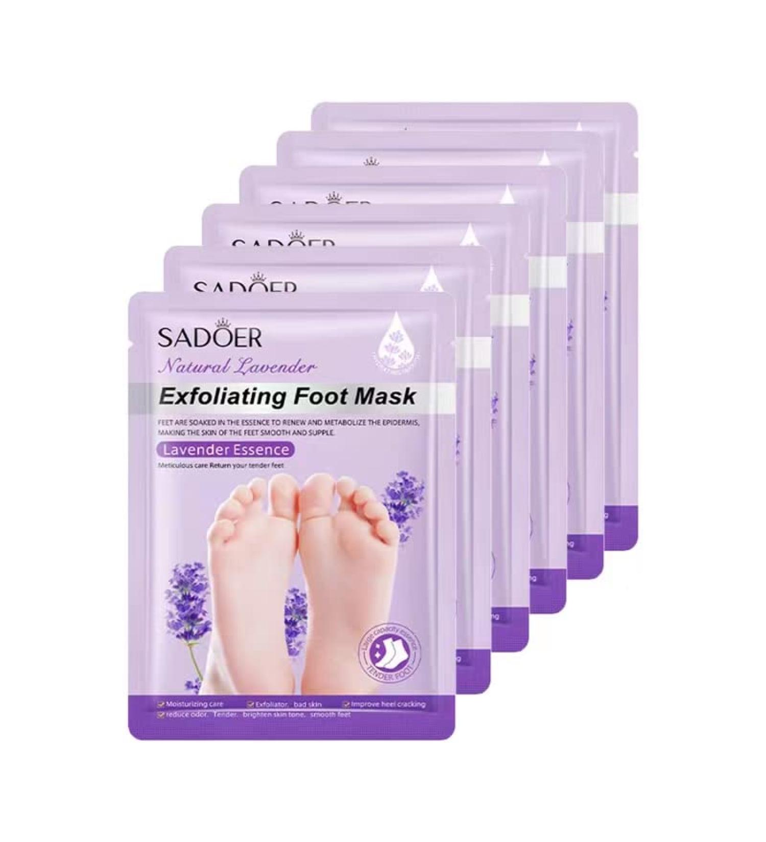 Foot Peel Mask 6 Pack - Lavender Infused Exfoliating Foot Care for Soft, Callus-Free Feet - Callus Repair and Dead Skin Removal Treatment for Men and Women - Buy Online on GoSupps.com