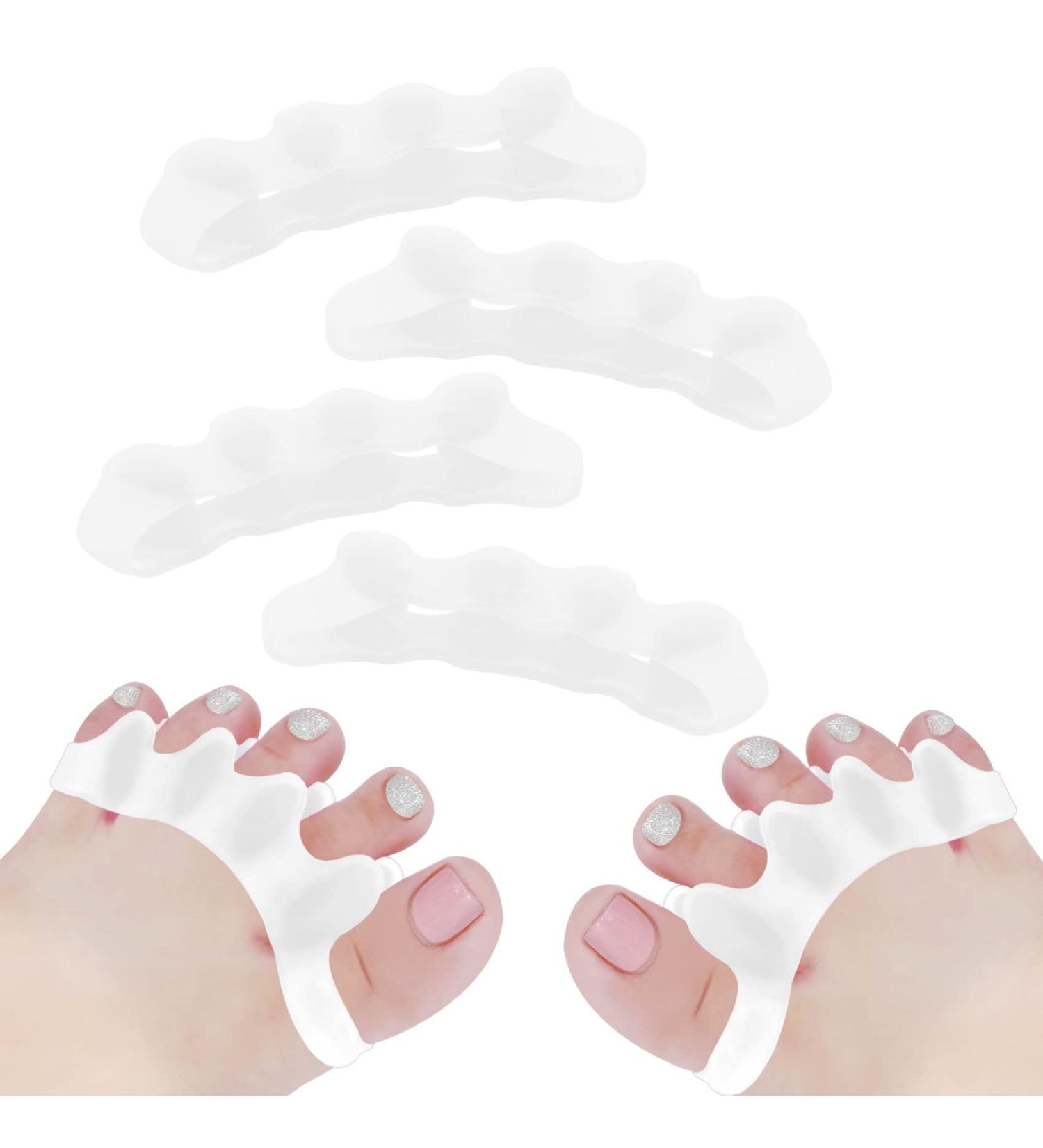 Soft Gel Toe Separator - 2 Pairs | Toe Spacers for Overlapping Toes & Hallux Valgus Correction - White - Buy Online on GoSupps.com