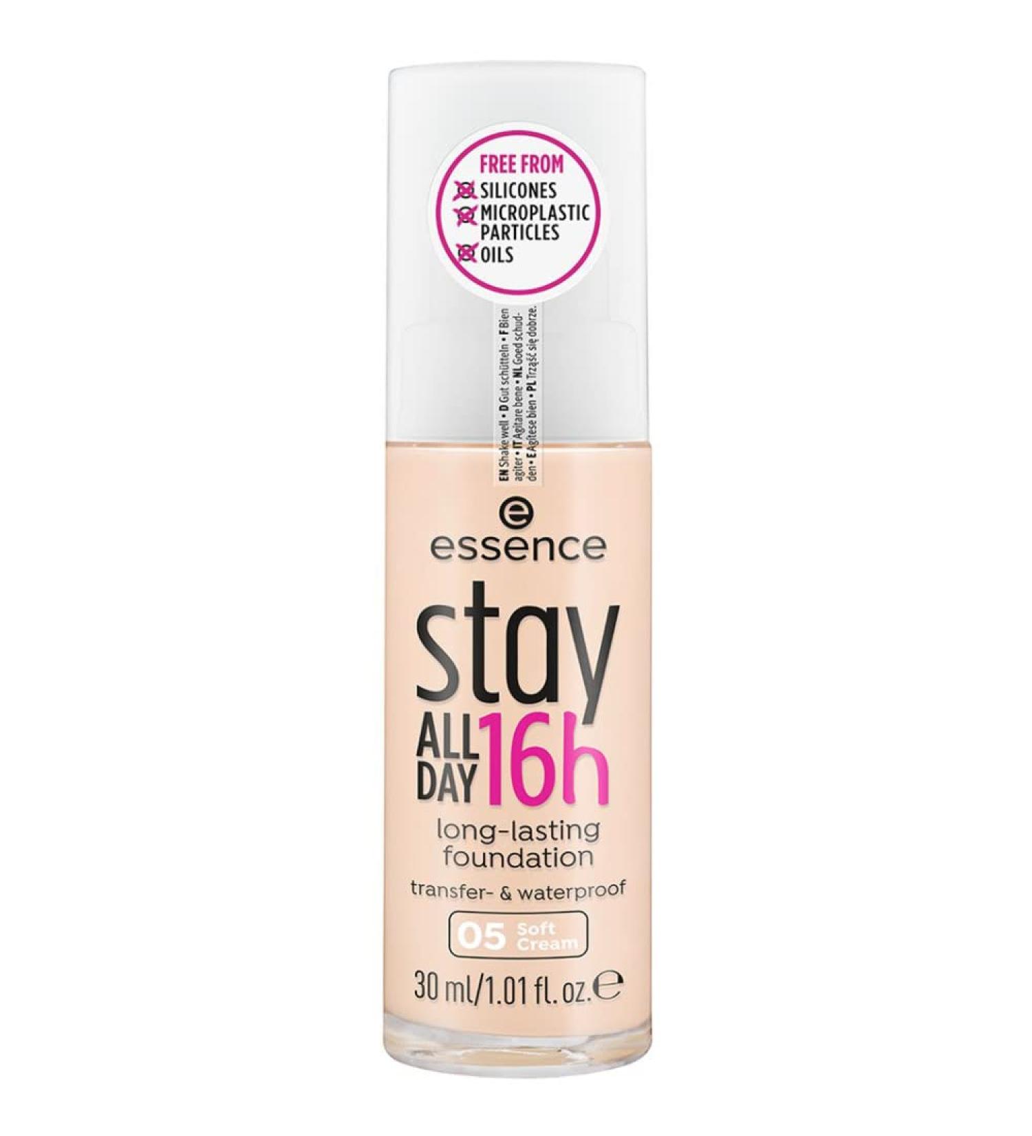 Essence Stay All Day 16h Long-Lasting Foundation Make Up Wipfest Waterproof No. 05 Soft Cream Nude Long-lasting matt matt matt vegan oil-free waterproof (30ml) 05 Soft Cream 30 ml (1 Pack)