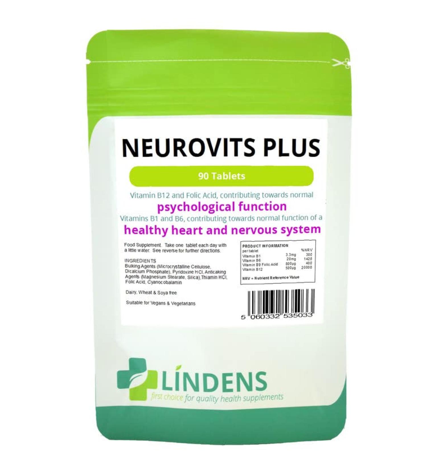 Neurovits 3-Pack x 270 - Vitamin B-12 500mcg B-1 B-6 & Folic Acid B1 B6 B12