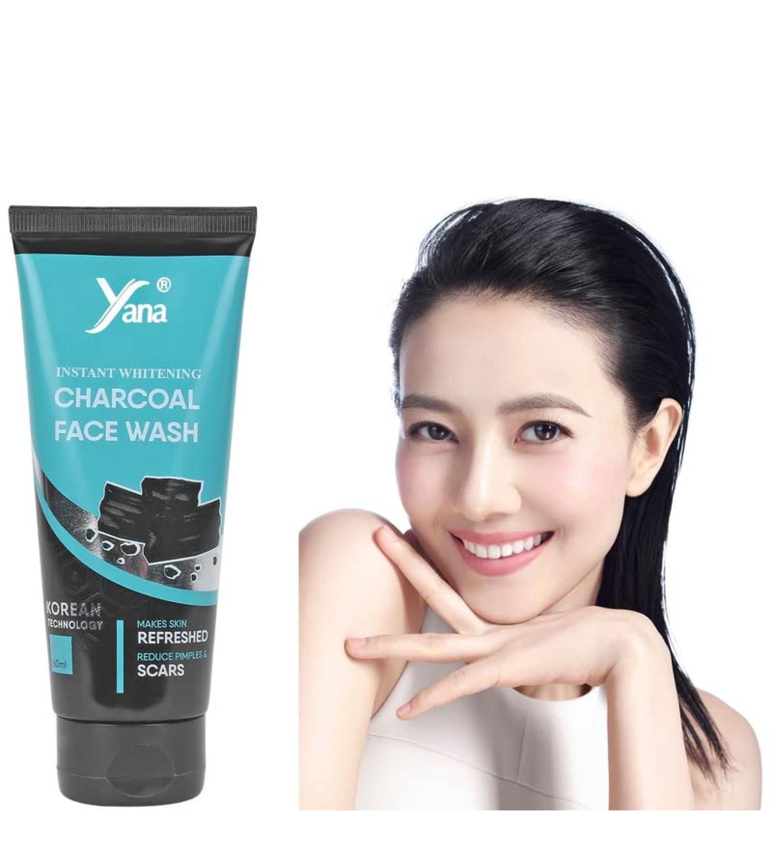 Yana Cosmetics Yana Activated Instant Whitening Charcoal Face Wash Cleanser Glow & Whitening for Clean Face Wash For Glowing Skin - Buy Online on GoSupps.com