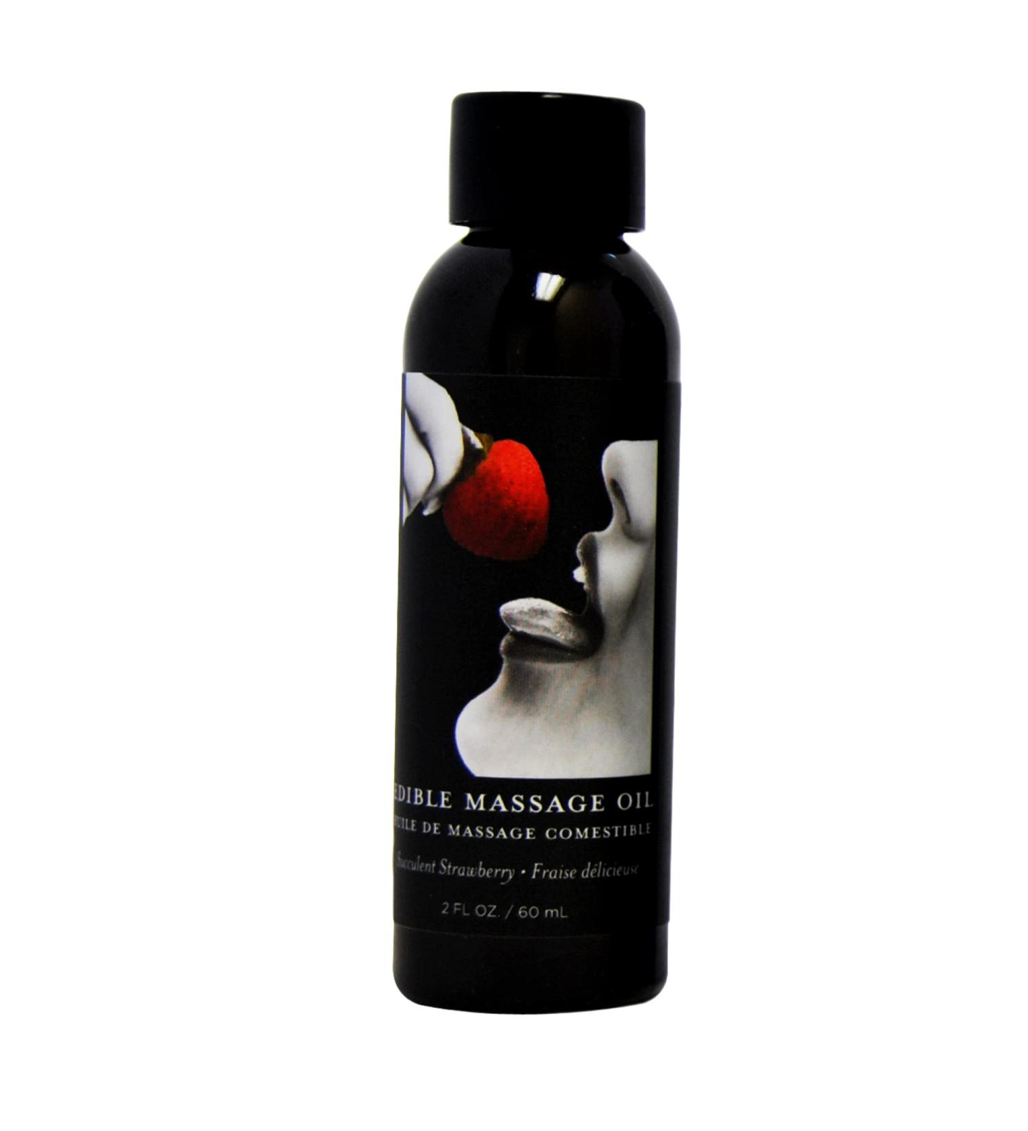 Earthly Body Edible Massage Oil Strawberry 2 Fl Oz - Buy Now for a Sensual Experience! - Buy Online on GoSupps.com