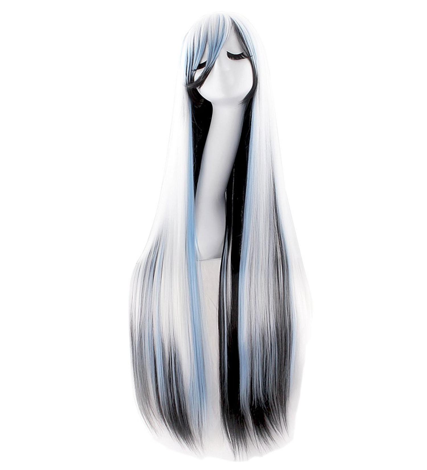 MapofBeauty 40 Anime Costume Long Straight Cosplay Wig White/Blue/Black Party Wig for International Shipping - Buy Online on GoSupps.com