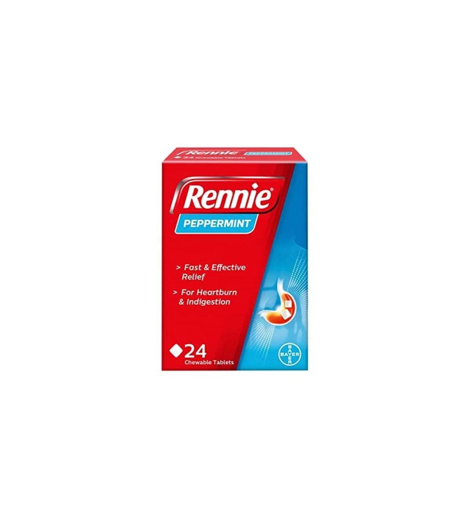 Buy Rennie Peppermint Tablets (24) - Fast Relief for Heartburn & Indigestion - International Shipping Available - Buy Online on GoSupps.com