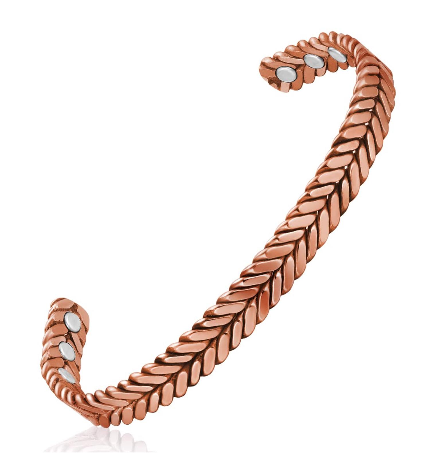 Vicmag Copper Bracelet for Women Men | 6X Ultra Strength Magnets | Pure Copper Adjustable Size | Gift Box Included | (Copper Feather) - Buy Online on GoSupps.com