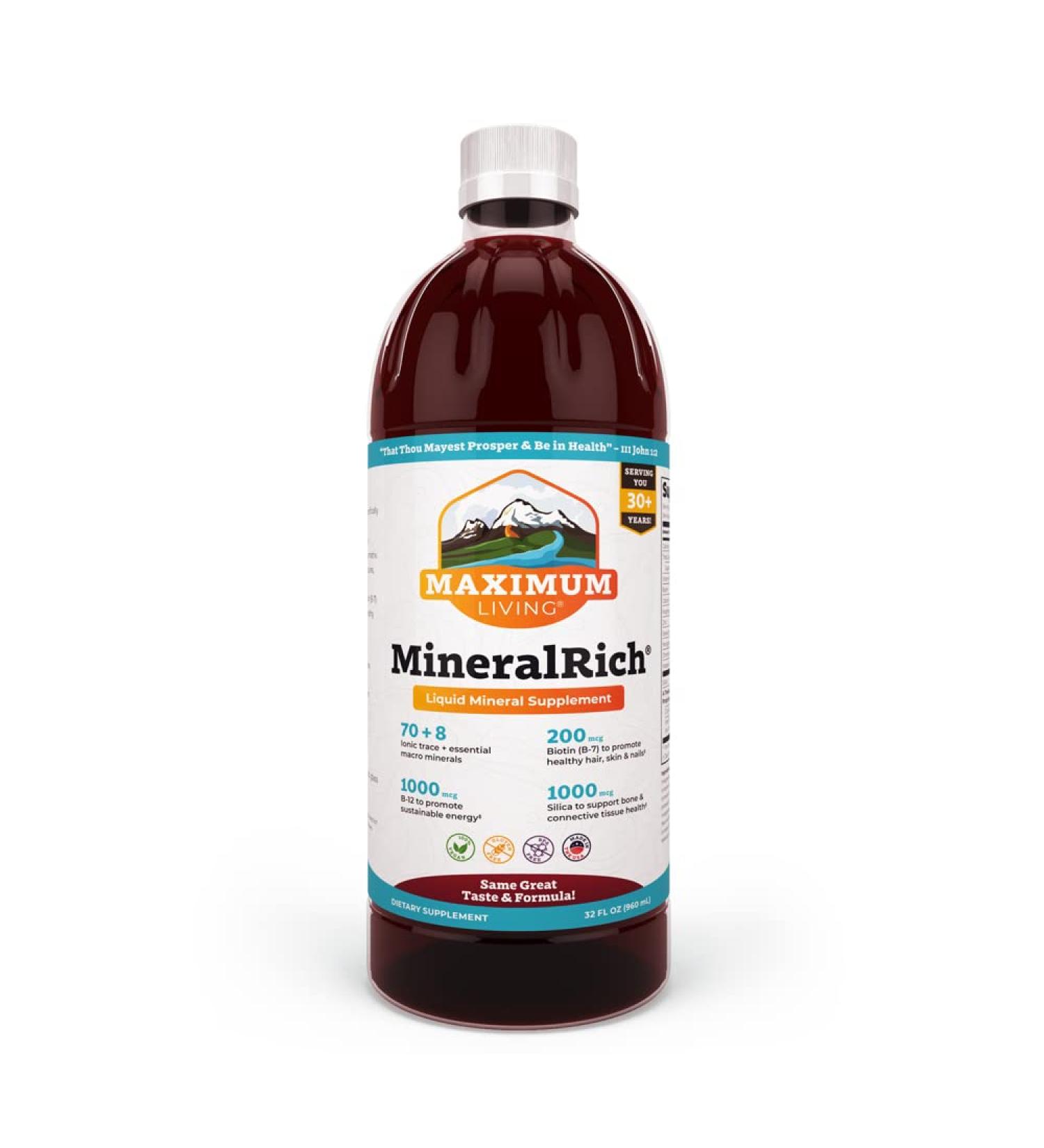 Maximum Living MineralRich Liquid Minerals Supplement - 32 oz Bottle - Buy Online on GoSupps.com