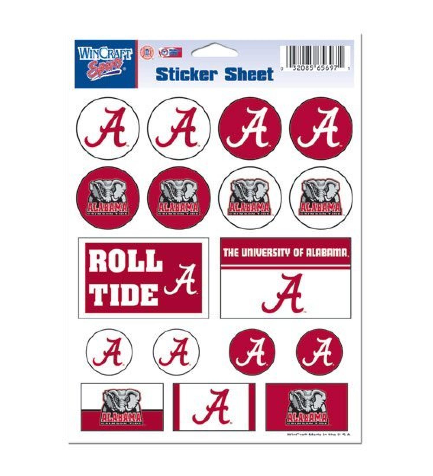 WinCraft NCAA Vinyl Sticker Sheet University of Alabama 5" x 7"
