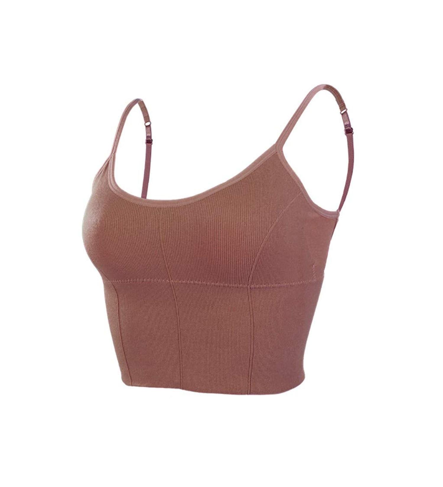 Bustier With Cups Top Tank Crop Padded Back Crop Brown Neckline Ladies Bustier Padded Brown One Size