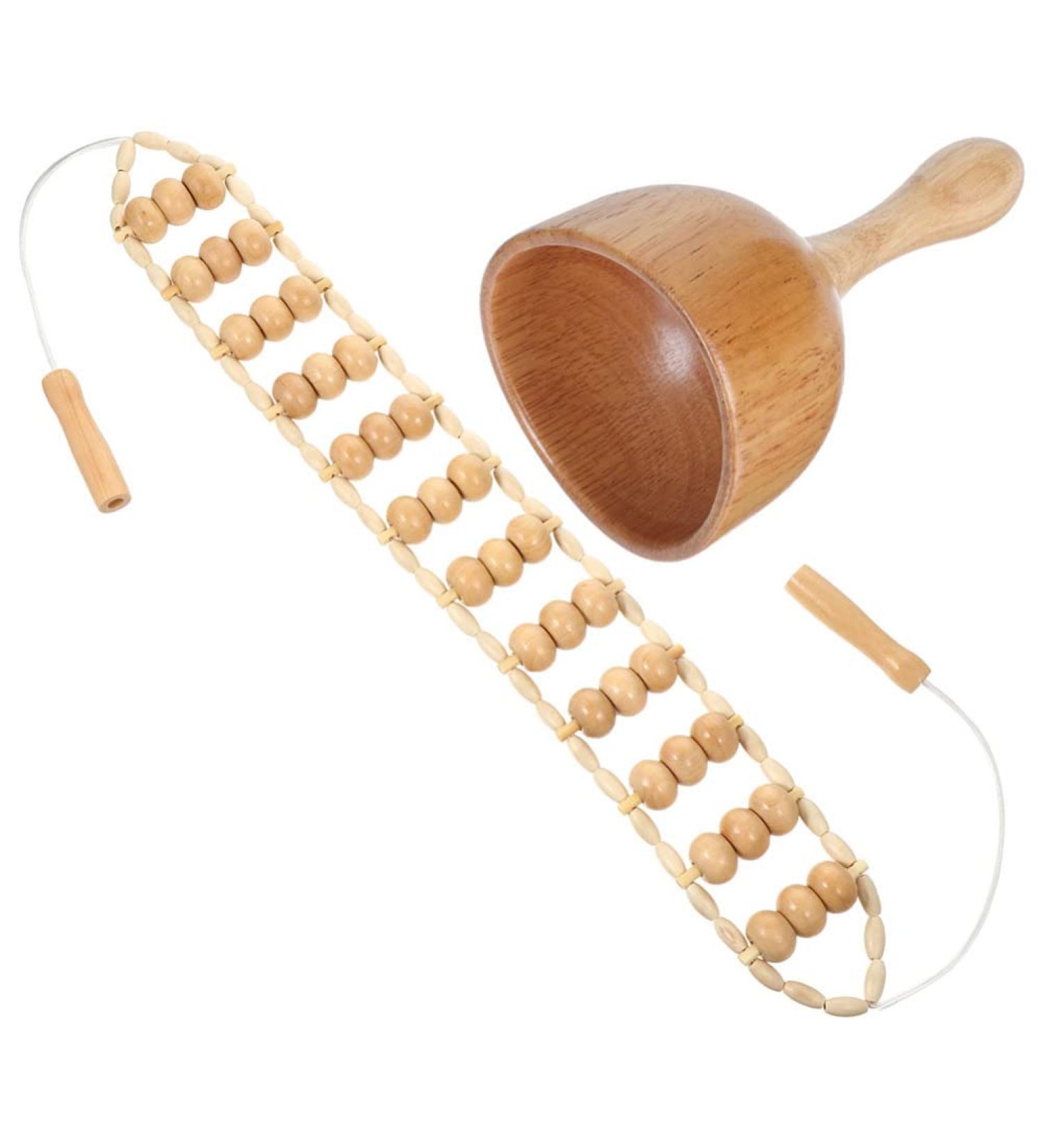 Healifty 2-In-1 Wood Therapy Massagers | Body Gua Sha & Roller Kit for Relaxation - International Shipping Available - Buy Online on GoSupps.com