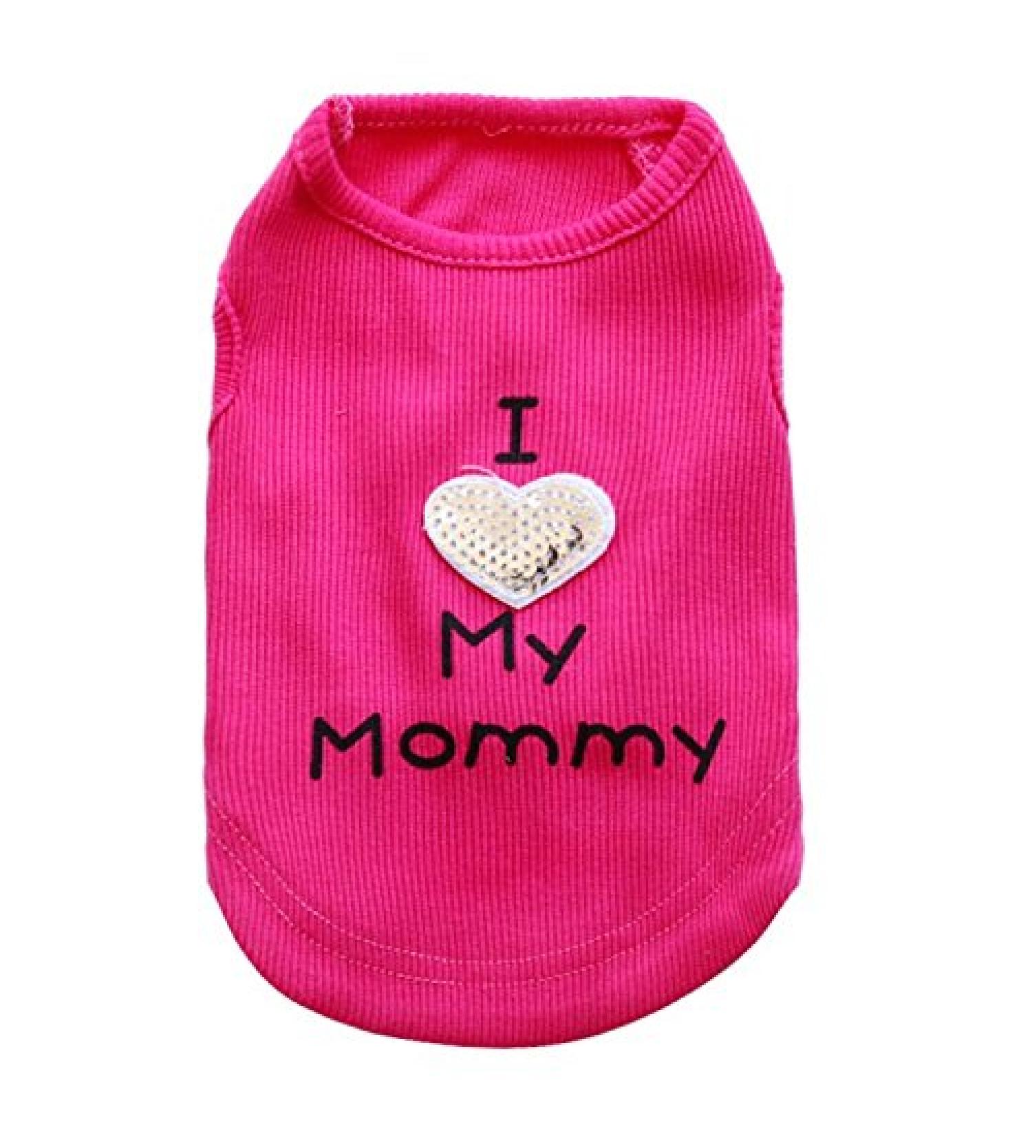 I Love My Mom/Dad Dog Shirt - Cute Heart Vest for Small Dogs - XX-Small Rose-M - Buy Online on GoSupps.com