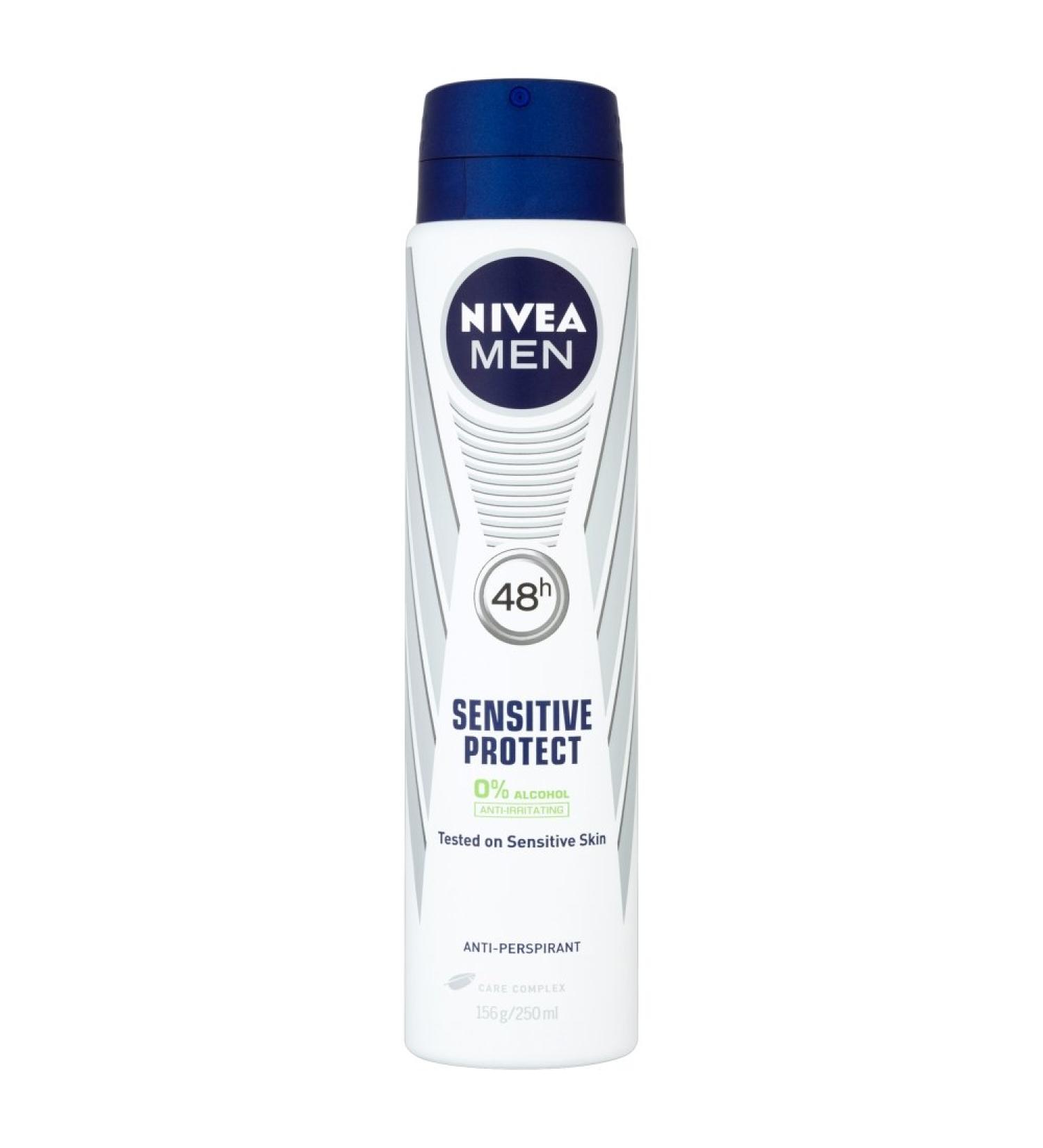 Nivea Men Sensitive Protect 48h Anti-Perspirant Deodorant Spray Avacado 250 ml 1 g (Pack of 1) - Buy Online on GoSupps.com