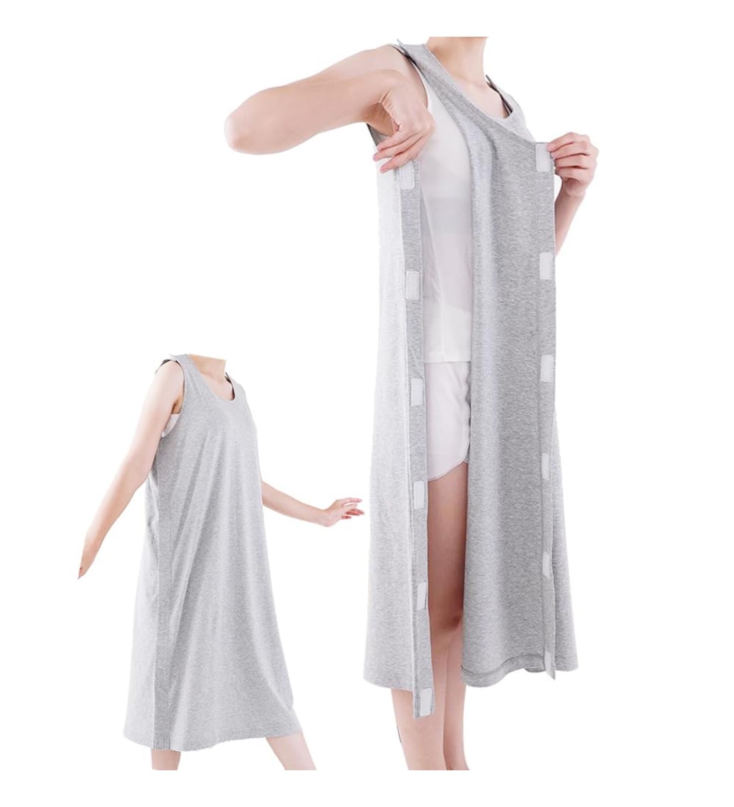 Post Shoulder Surgery Shirt - Snap Open Tearaway Cotton Tee for Chemo Dialysis & Rehab - Soft & Comfortable Carewear in Gray - Large - Buy Online on GoSupps.com