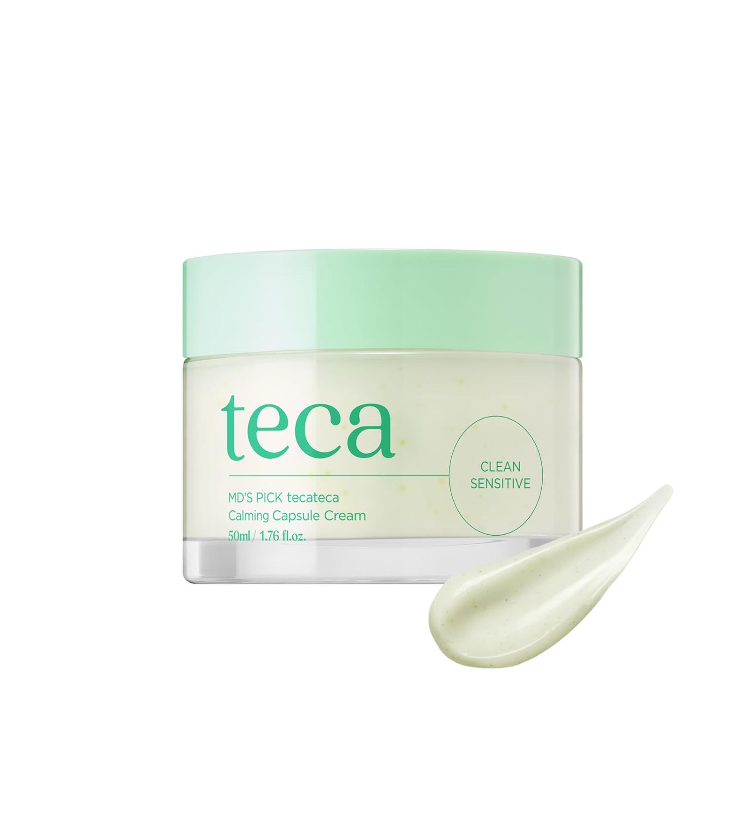 Tecateca Calming Capsule Cream 50ml, Popping TECA Capsules with Centella Asiatica Extract, Panthenol & Triple Hyaluronic Acid for Soothing, Hydration & Sensitive Skin, Korean Skincare Moisturizer