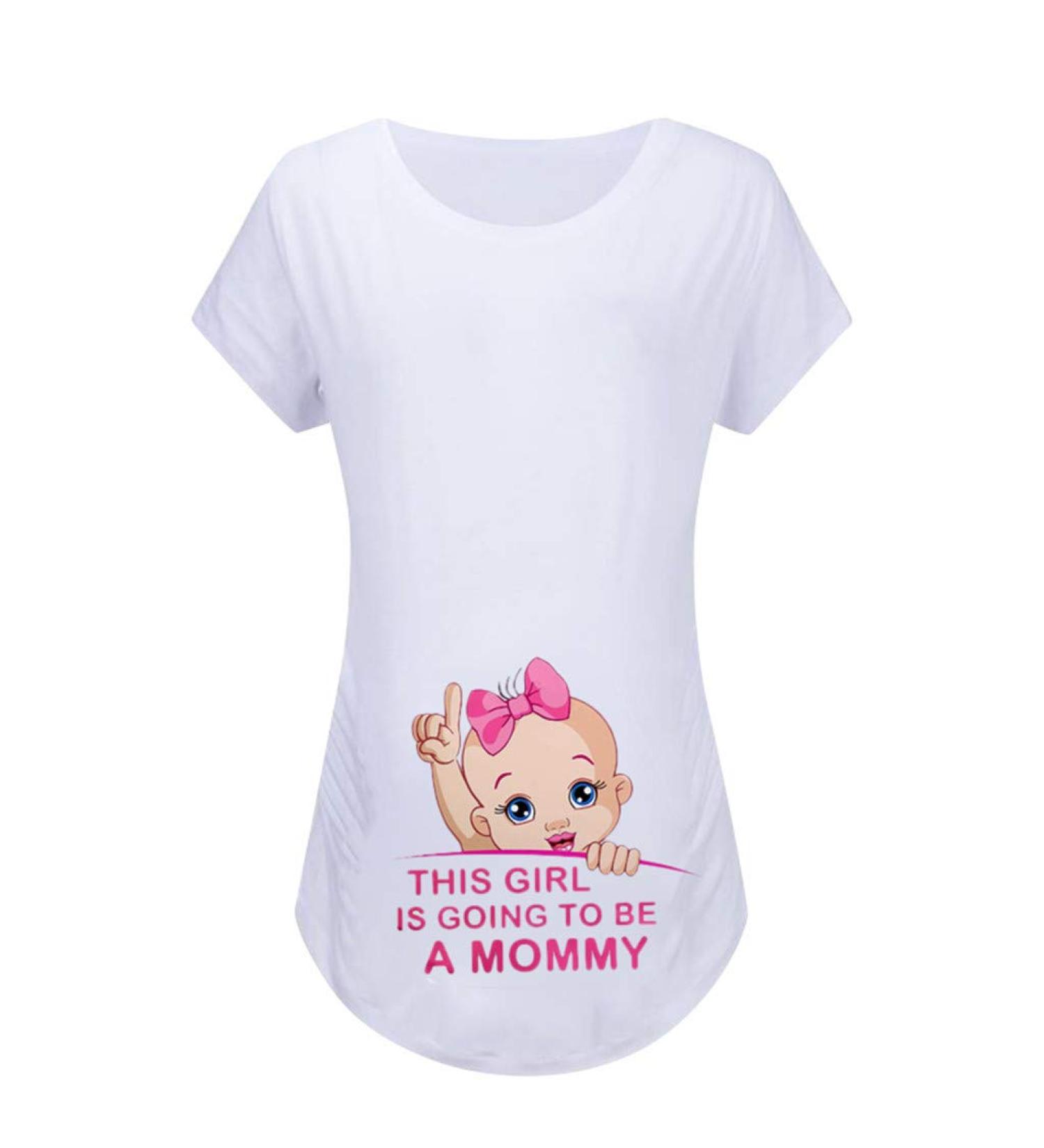 Maternity Funny Side Ruched Tee Top - Mommy Girl XXL | Short Sleeve Pregnancy Tshirt - Buy Online on GoSupps.com