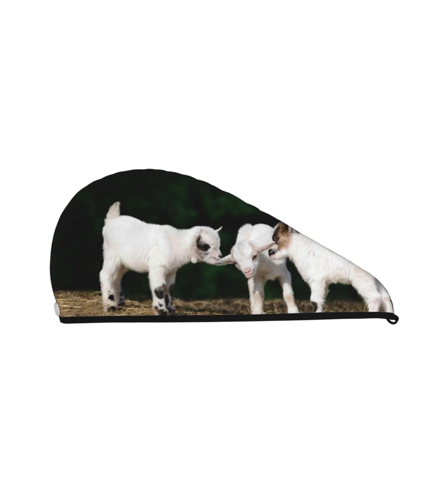 Cute Goat Baby Microfiber Hair Towel Wrap Soft Super Absorbent & Quick Dry Coral Velvet for Long Curly & Thick Hair Perfect Hair Care Accessory for Women - Buy Online on GoSupps.com