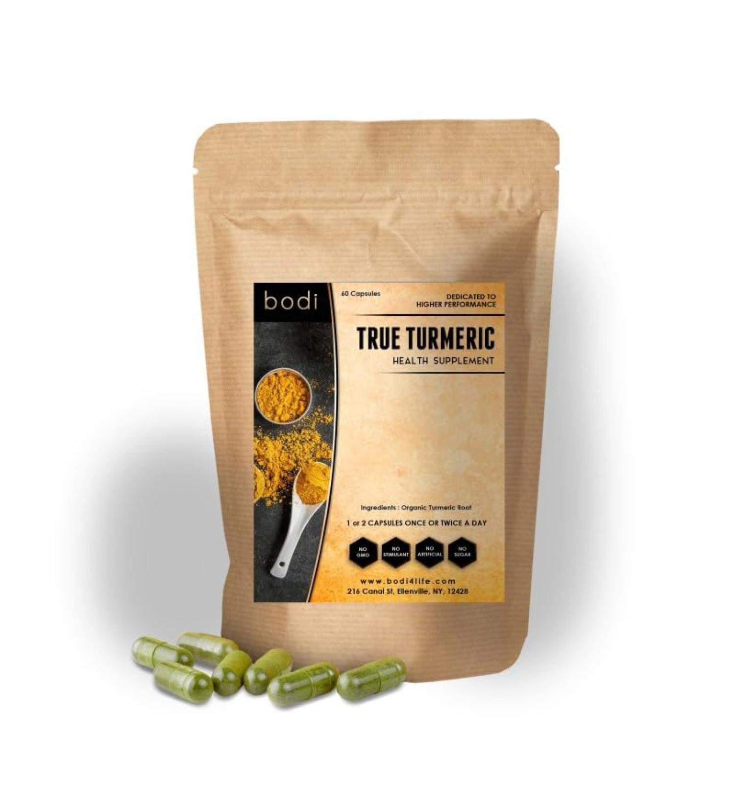 bodi : True Turmeric Capsule | 60 to 120 Capsules | 100% Pure Natural Hand Crafted (60 caps) 60 Count (Pack of 1) - Buy Online on GoSupps.com