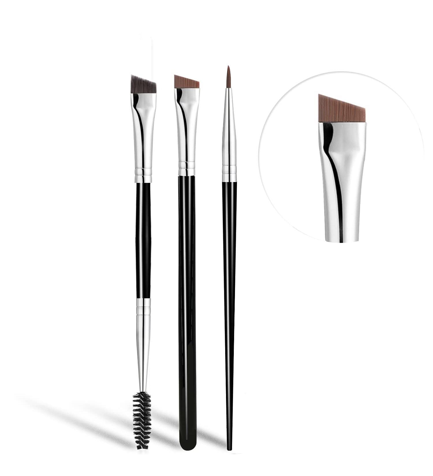 ELESDA 3PCS Angled Eyeliner & Eyebrow Brush Set | Slanted Flat Thin Brushes for Precise Eye Makeup Application - Buy Online on GoSupps.com