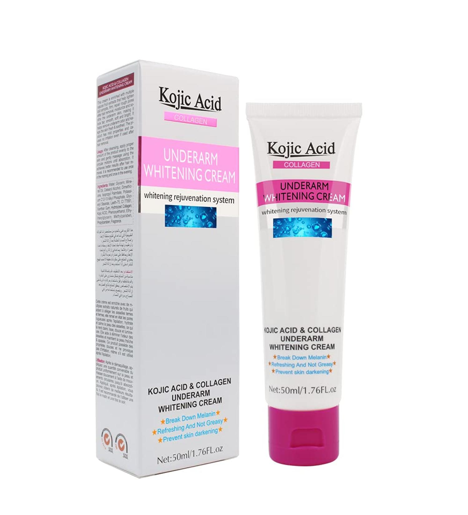 Kojic Acid Skin Whitening Cream for Intimate Areas | Dark Spot Corrector & Bleaching Cream for Body Underarms Knees Elbows | 1.7oz Collagen Milk Formula - Buy Online on GoSupps.com