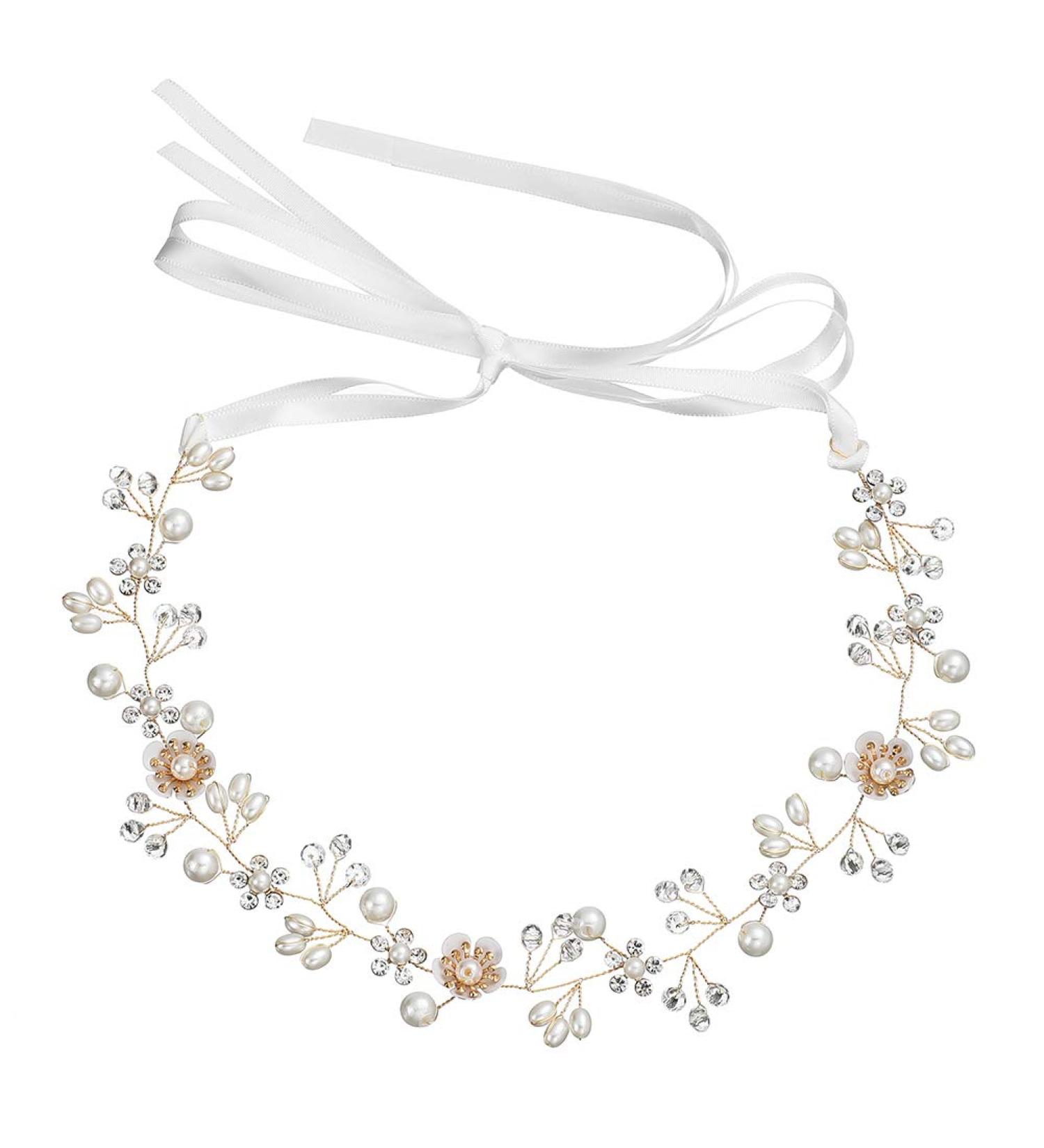 Bridal Hair Vine Crystal Pearls Flower Wedding Headpiece for Bridesmaids - Buy Online on GoSupps.com