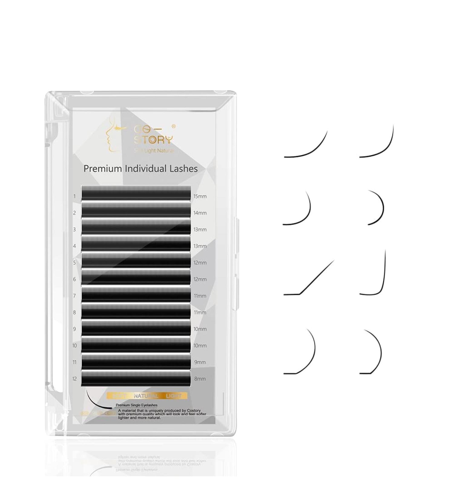 Costory Single Eyelashes | Individual Professional Extensions - Naturally Light Stable Curl Thick 0.10mm Mixed 8-15mm - Buy Online on GoSupps.com