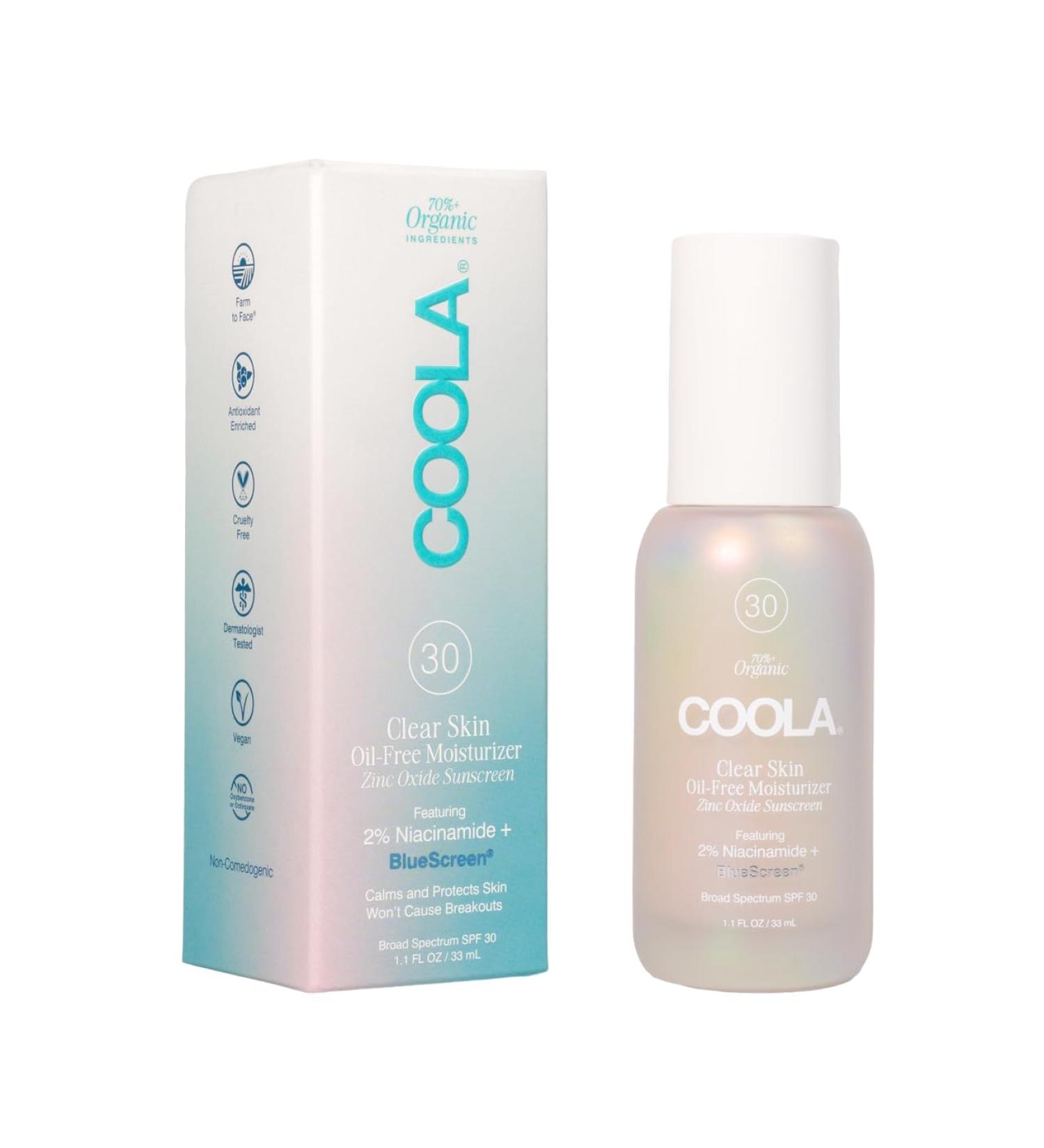 COOLA Clear Skin Oil-Free Moisturizer with SPF 30 Dermatologist Tested Sunscreen with Niacinimide and Centella Asiatica 1.1 Fl Oz - Buy Online on GoSupps.com