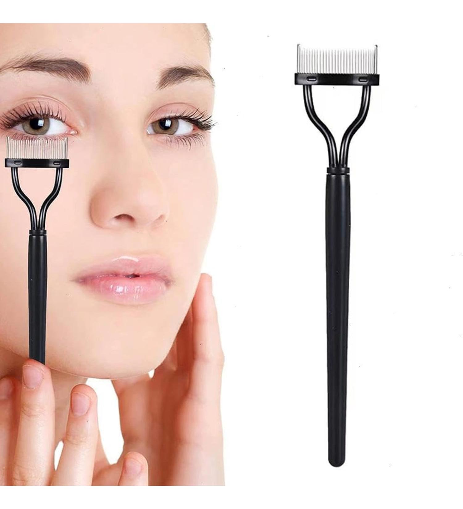 Eyelash Comb Eyelash Separator Tool Mascara Applicator Eyelash Definer With Comb Cover Eyebrow Eyelash Brush Metal Teeth Lash Comb for Girls and Women #black - Buy Online on GoSupps.com
