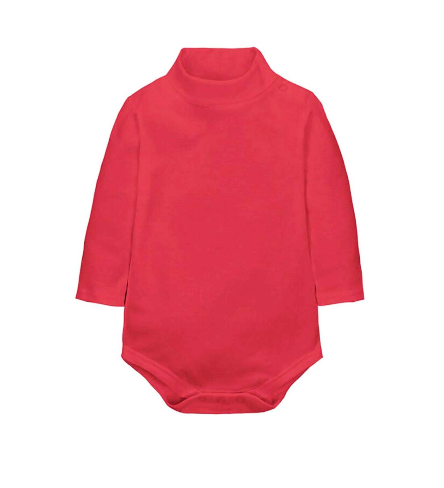 CuteOn Basic Turtleneck Cotton Bodysuit Jumpsuit - Red, 6 Months - Buy Online on GoSupps.com