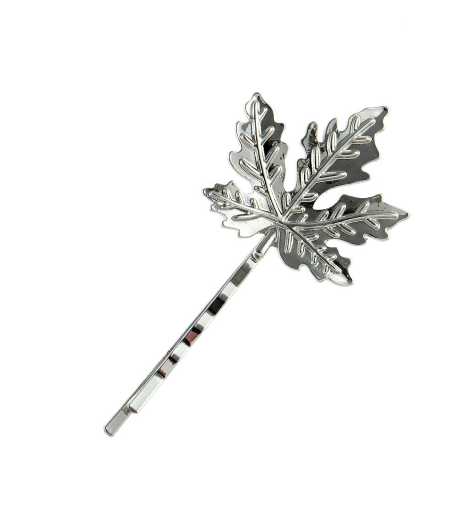 Elegant Silver Maple Leaf Hair Clip - Stylish Gold & Silver Hair Accessory | HA6263 - Buy Online on GoSupps.com