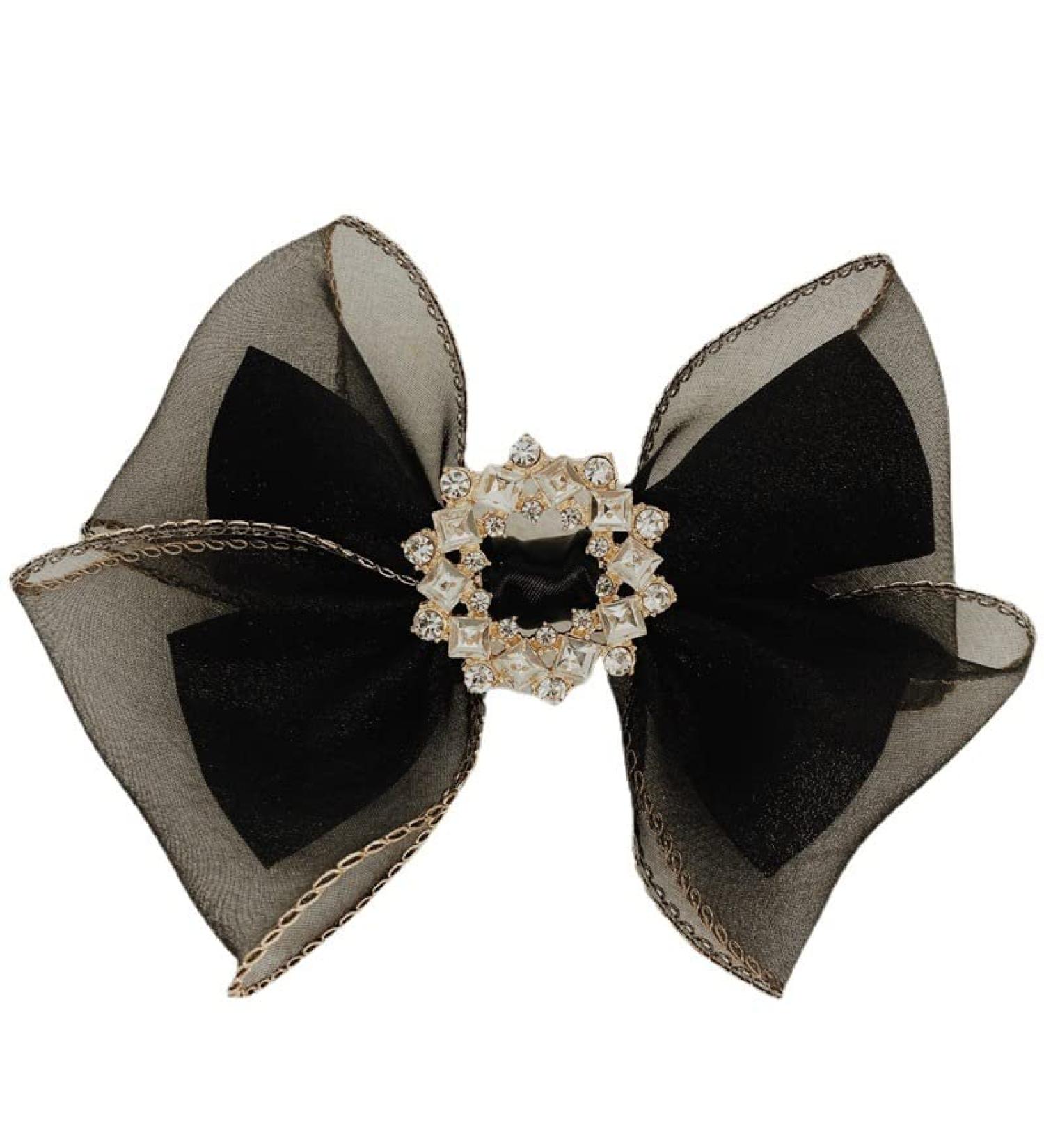 Celia's 5.5 Inch Big Hair Bow Clip in Black - Hair Barrette Accessory - Buy Online on GoSupps.com