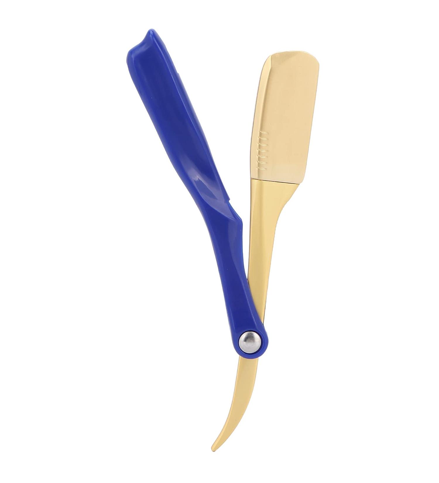 Professional Classic Folding Shaving Holder for Men | Gold & Blue Manual Facial Hair Shaving Tool - Best Shaving Experience - Buy Online on GoSupps.com