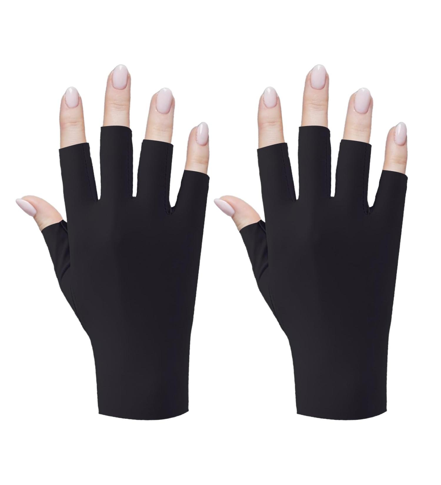Baofuwan 2 Pairs UV Gloves for Nail Lamp Professional UPF50+ UV Protection Gloves for Manicures Nail Art Fingerless Gloves That Shield Skin from The Sun and Nail Lamp(Black) - Buy Online on GoSupps.com