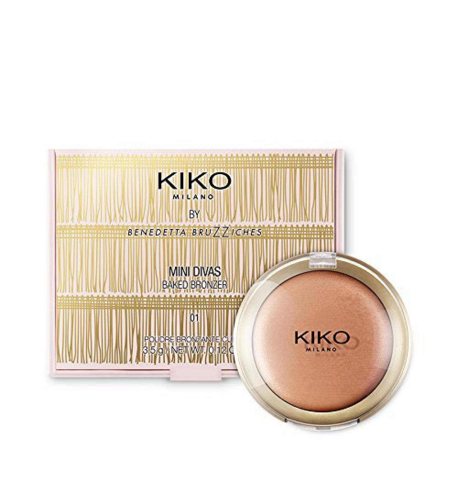 Kiko Milano by Benedetta Bruzziches Mini Divas Baked Bronzer No. 01 Portable Honey Contents: 3.5g bronzer for some sun and contours on the face.
