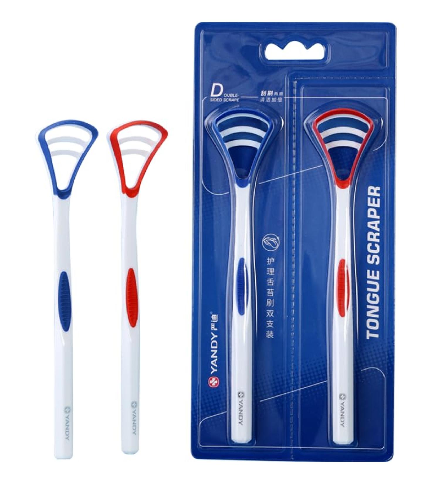 YANDY Tongue Scraper & Brush Set - Fresh Breath Solution for Adults & Kids (Pack of 2 - Buy Online on GoSupps.com