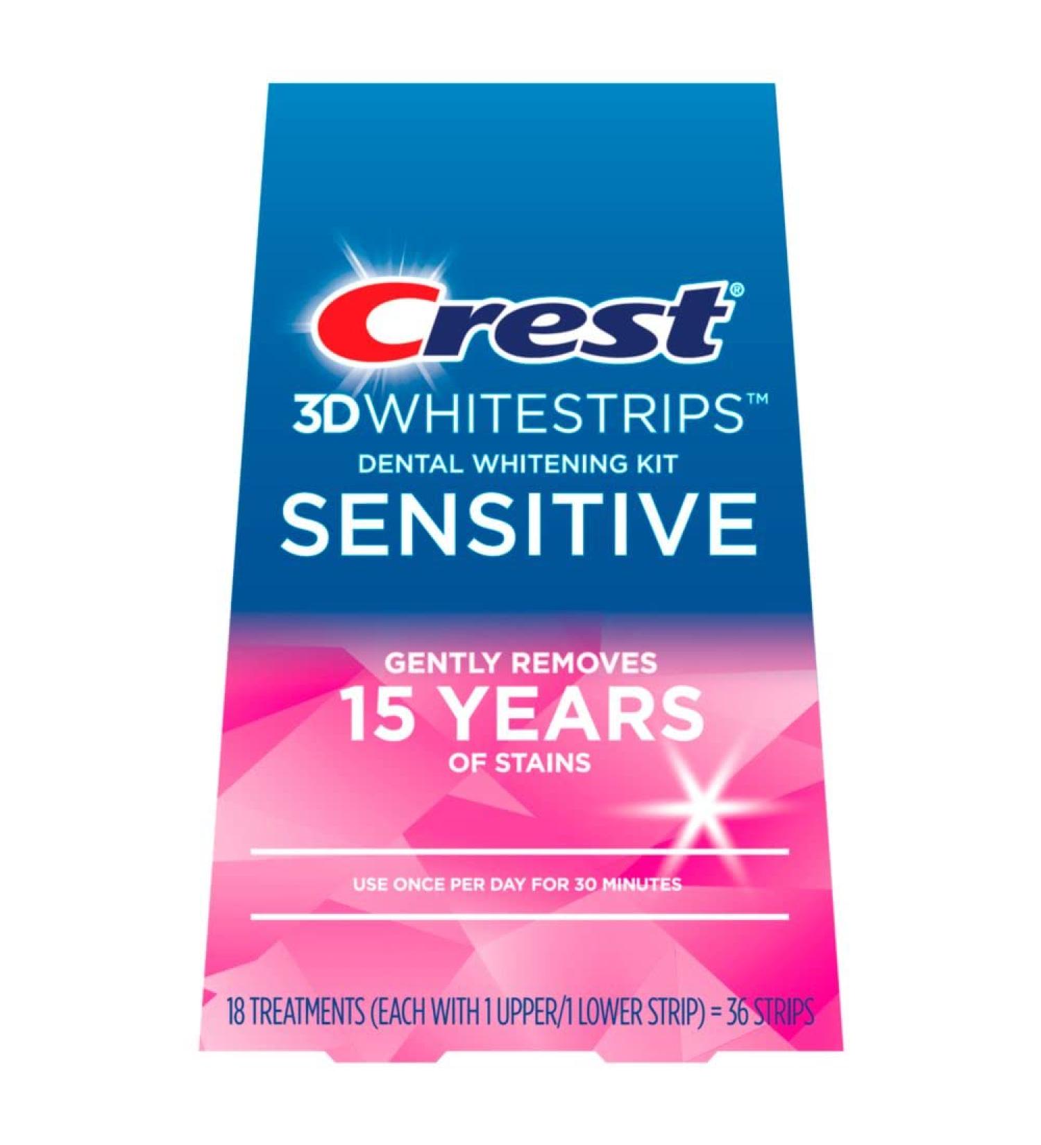 Crest 3D Whitestrips Sensitive: At-home Teeth Whitening Kit - 18 Treatments | Removes 15 Years of Stains - Buy Online on GoSupps.com
