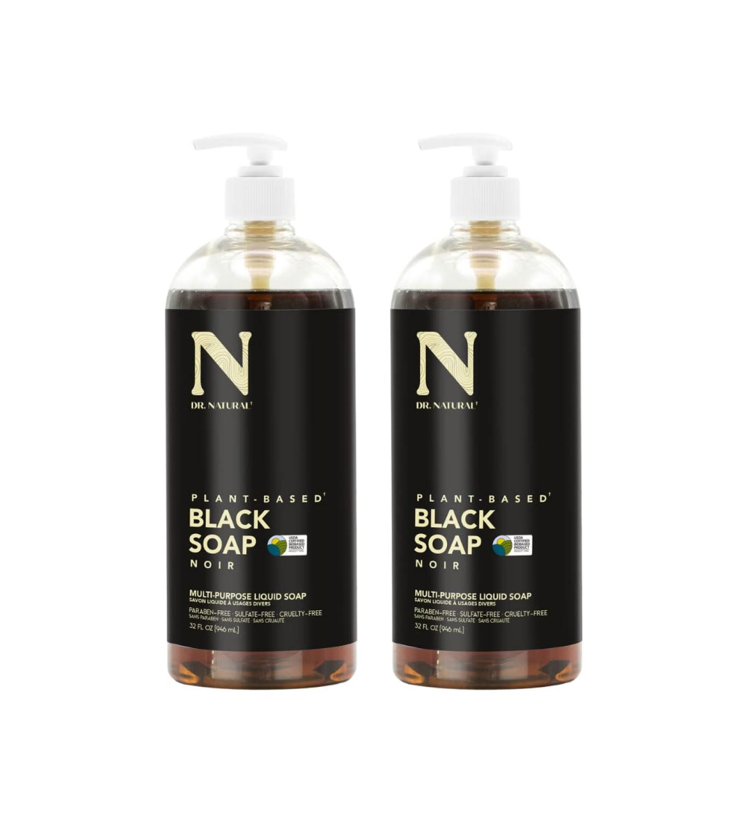 Dr. Natural Pure Black Liquid Soap 2-Pack (64oz) - All-Natural Cleansing for Skin & Hair - Buy Online on GoSupps.com