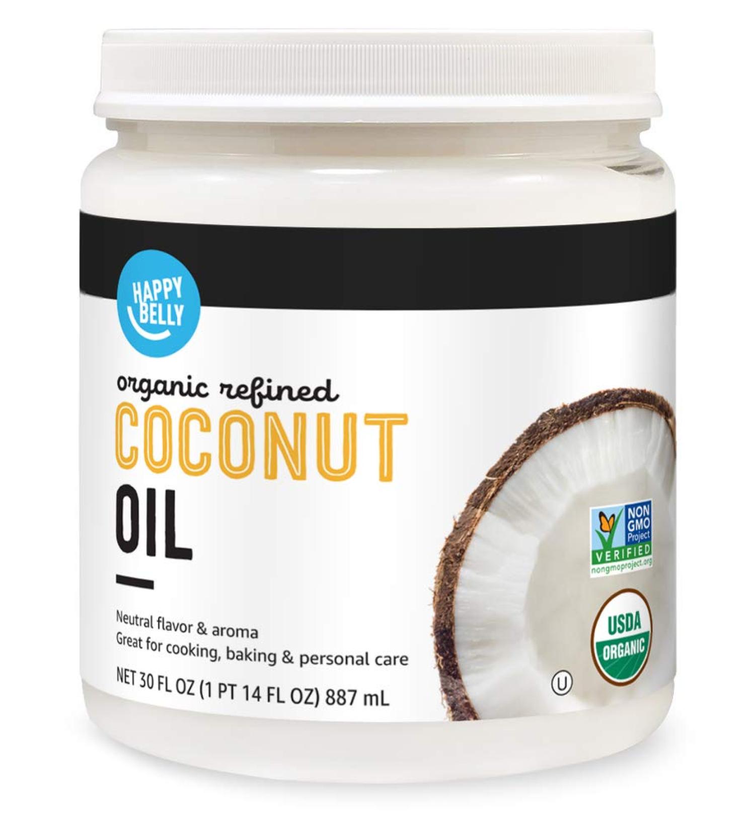 Happy Belly Organic Refined Coconut Oil - 30 Fl Oz - Buy Online on GoSupps.com