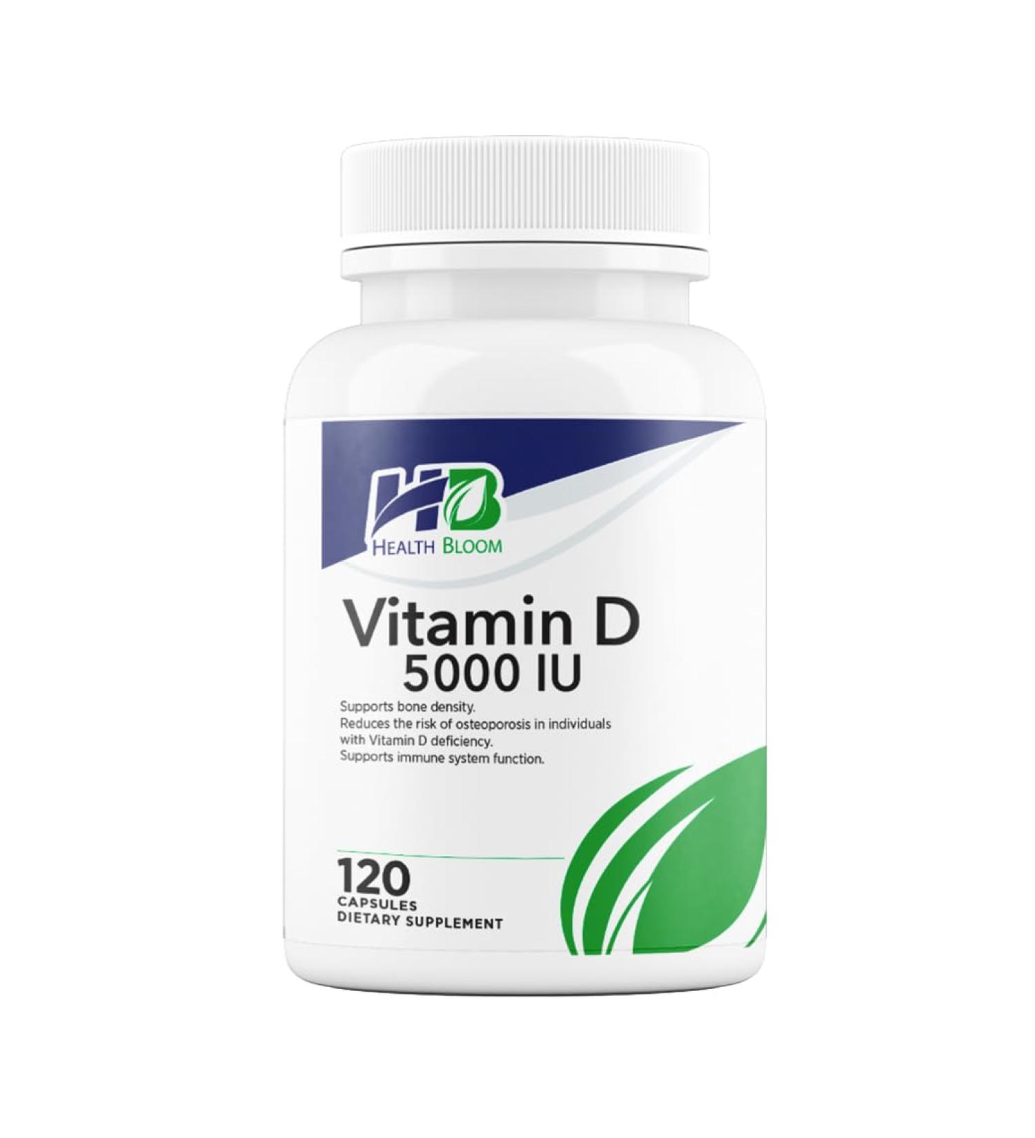 Vitamin D 5000IU | 120 Capsules | Health Bloom | Vitamins and Minerals Capsules |