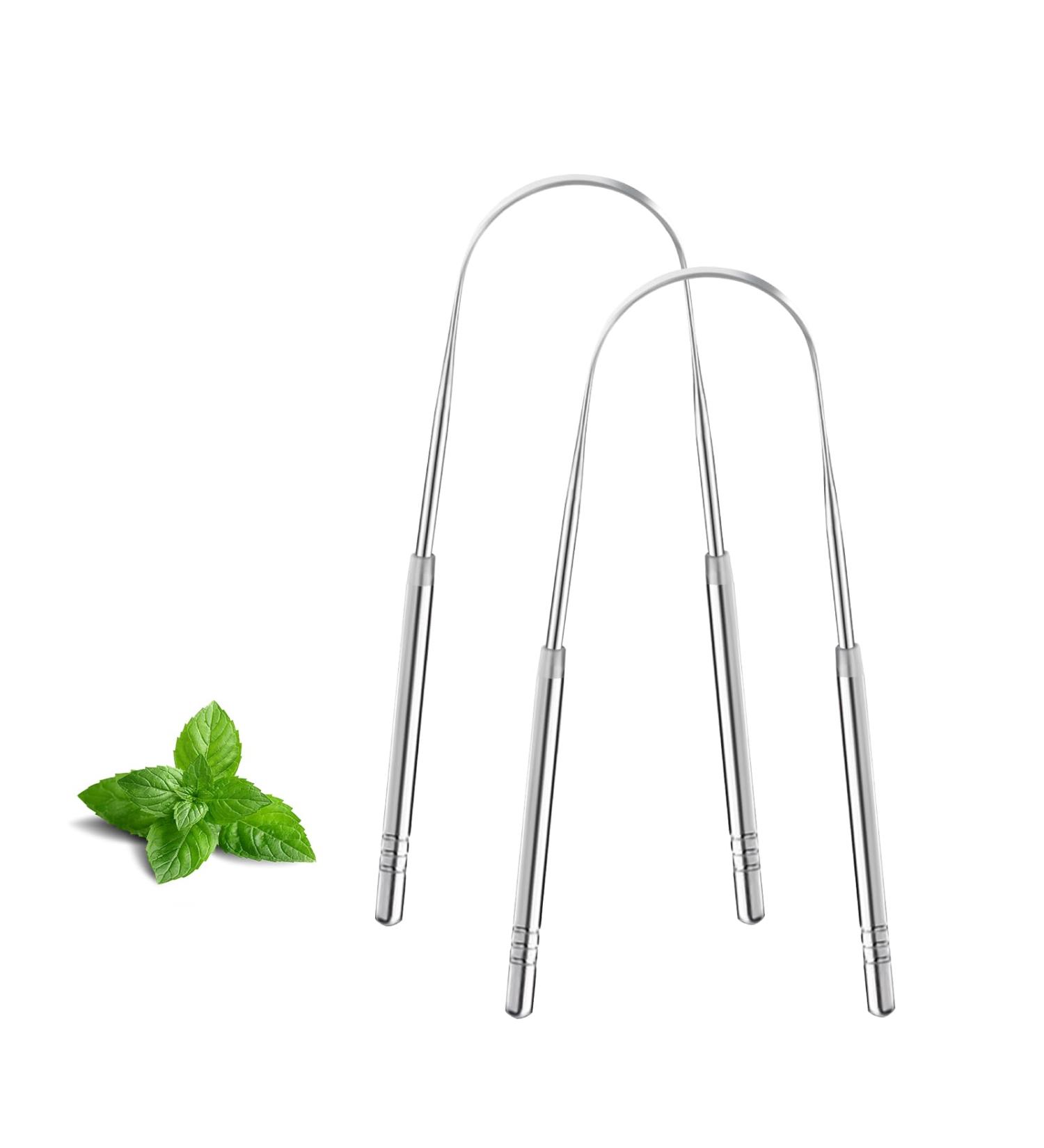 Liatinbo Tongue Scraper - Stainless Steel Tongue Scraps for Adults | Reduces Bad Breath & Promotes Freshness | 2 U-Shaped Pieces - Buy Online on GoSupps.com