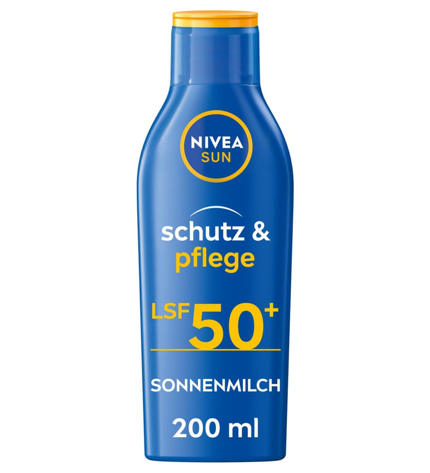 Nivea Sun Protection & Care Sun Milk LSF 50+ - 250ml Sunscreen for 48h Moisture Vitamin E Immediate UVA/UVB Protection | Shop Internationally - Buy Online on GoSupps.com