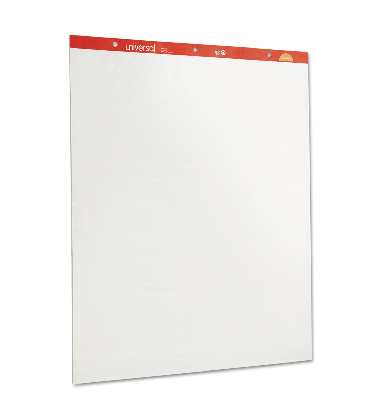Universal 35600 Recycled Easel Pads, Unruled, 27 x 34, White, 50 Sheet 2/Carton