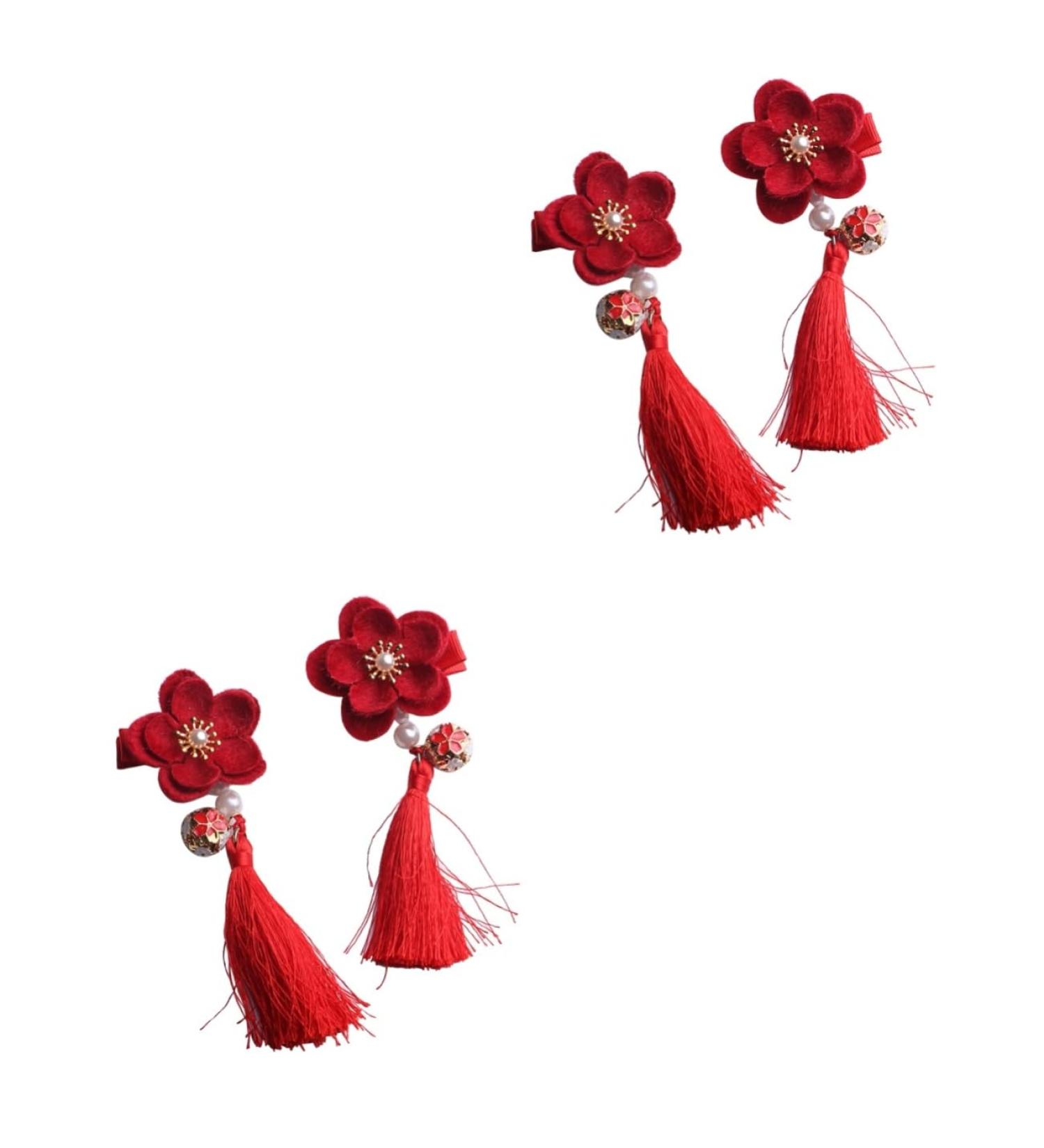 Beaupretty Kids Pairs Vintage Tassel Edge Clip kids tiara Chinese Tassel Clip wedding headpiece for bride Long Tassel Barrette barrettes for girls crystal headpiece girl child hair Wedding - Buy Online on GoSupps.com