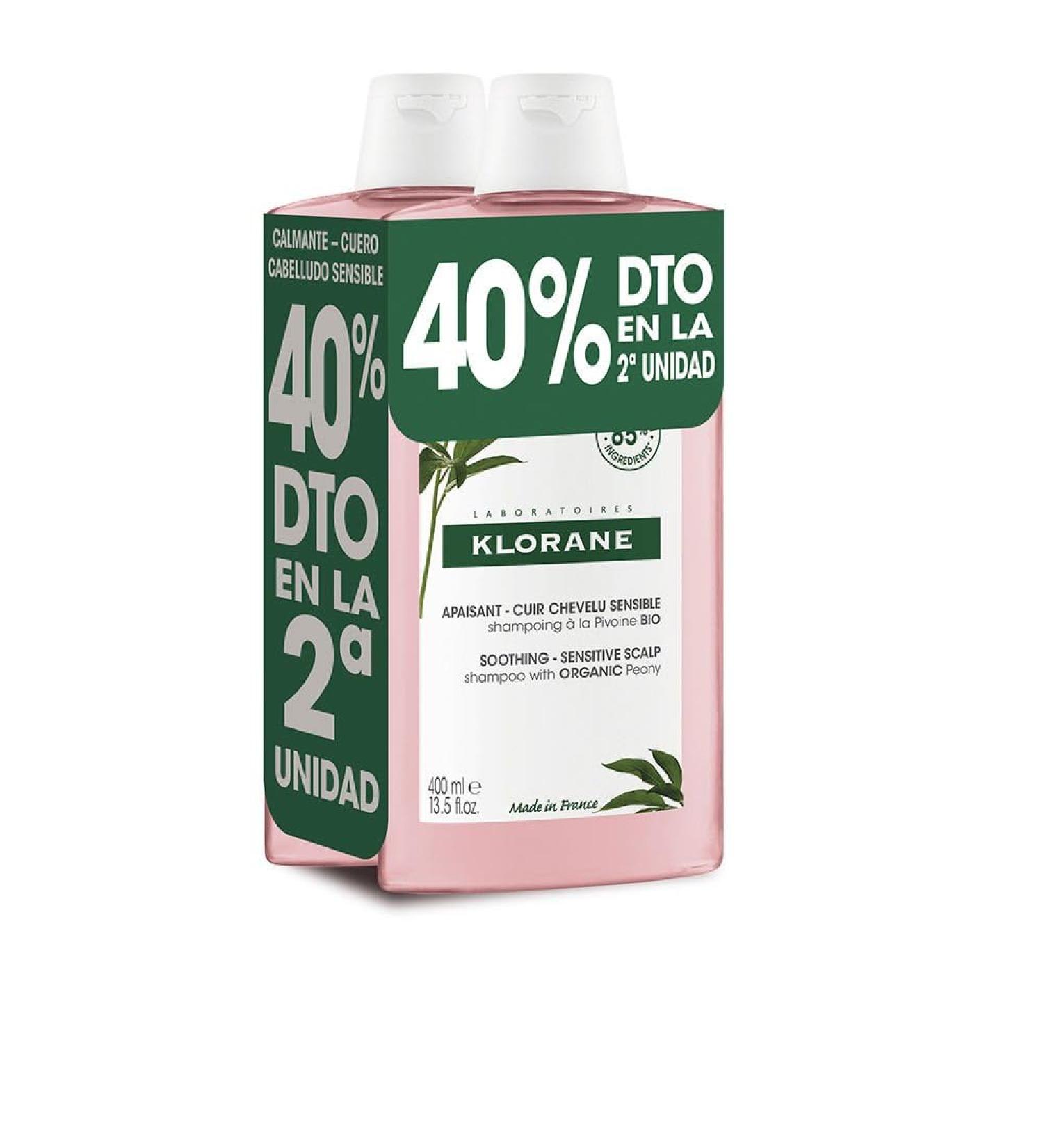 Klorane A PEONIA BIO soothing duo shampoo 2 x 400 ml