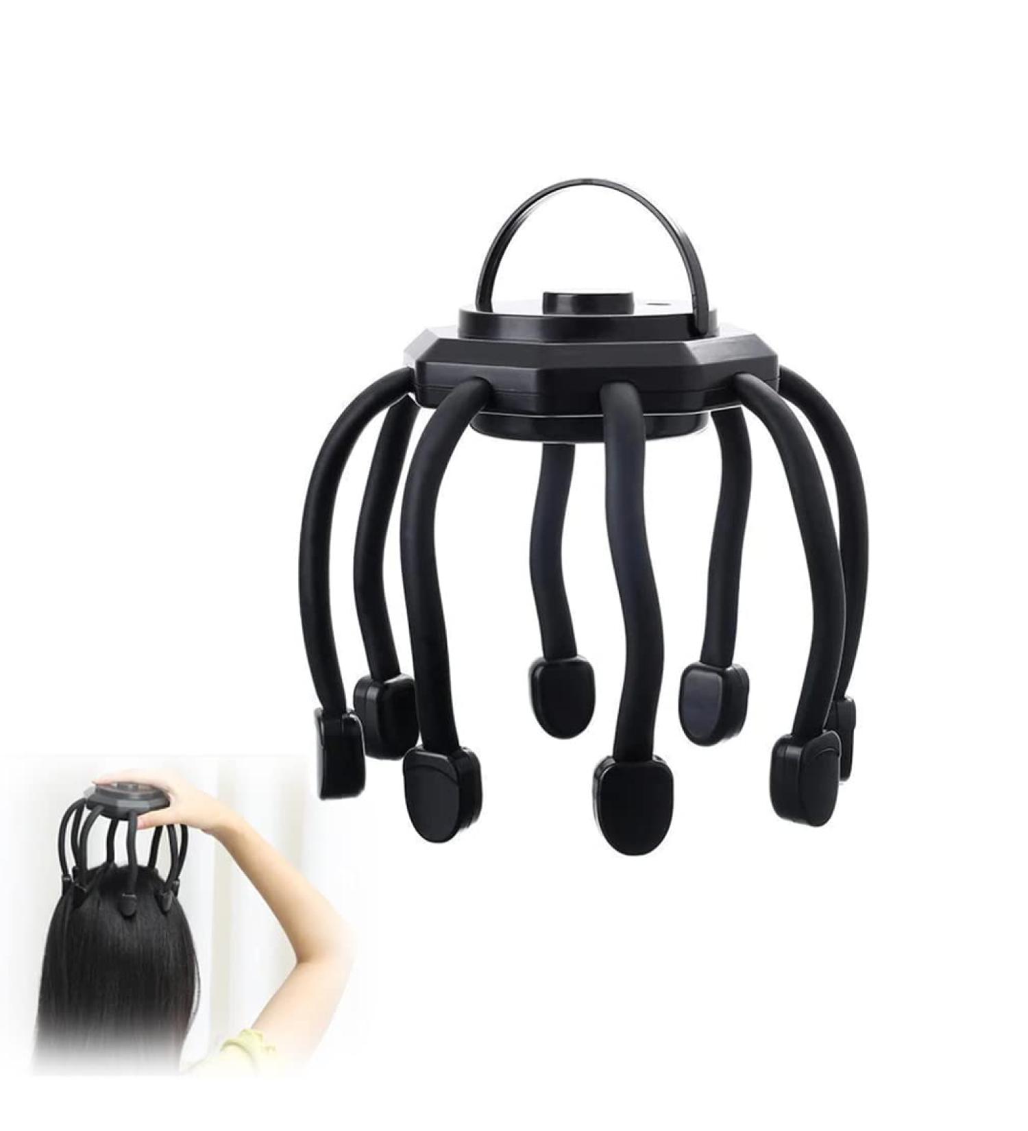 Electric Head Massager - Wireless Scalp Massage Device with 8 Vibrating Contacts & 3 Modes for Stress Relief & Relaxation (Portable Black) - Buy Online on GoSupps.com