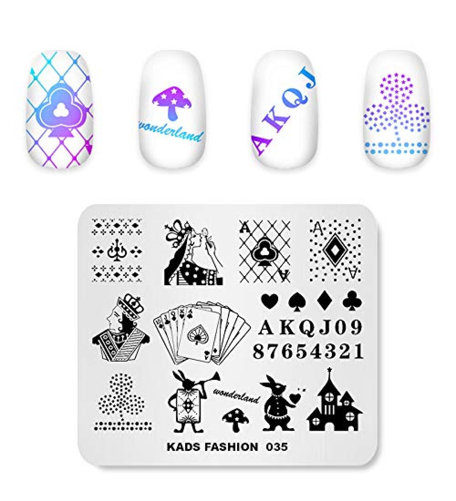 KADS Nail Stamping Plate - Fashion Poker Nail Art Template for DIY Manicure | Stencil Tools (FA035) - Buy Online on GoSupps.com