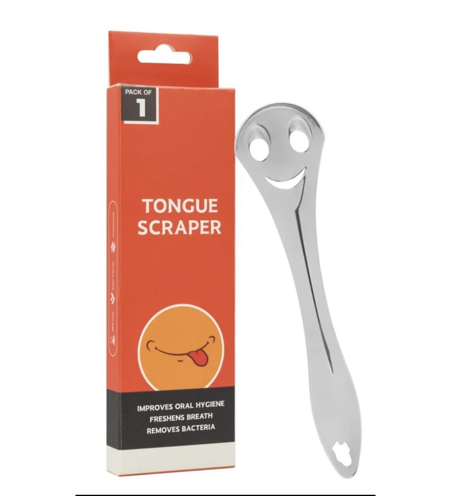 Tongue Scraper - 100% Stainless Steel Oral Hygiene Tool for Fresh Breath | Kids & Adults | Travel Case Included - Buy Online on GoSupps.com