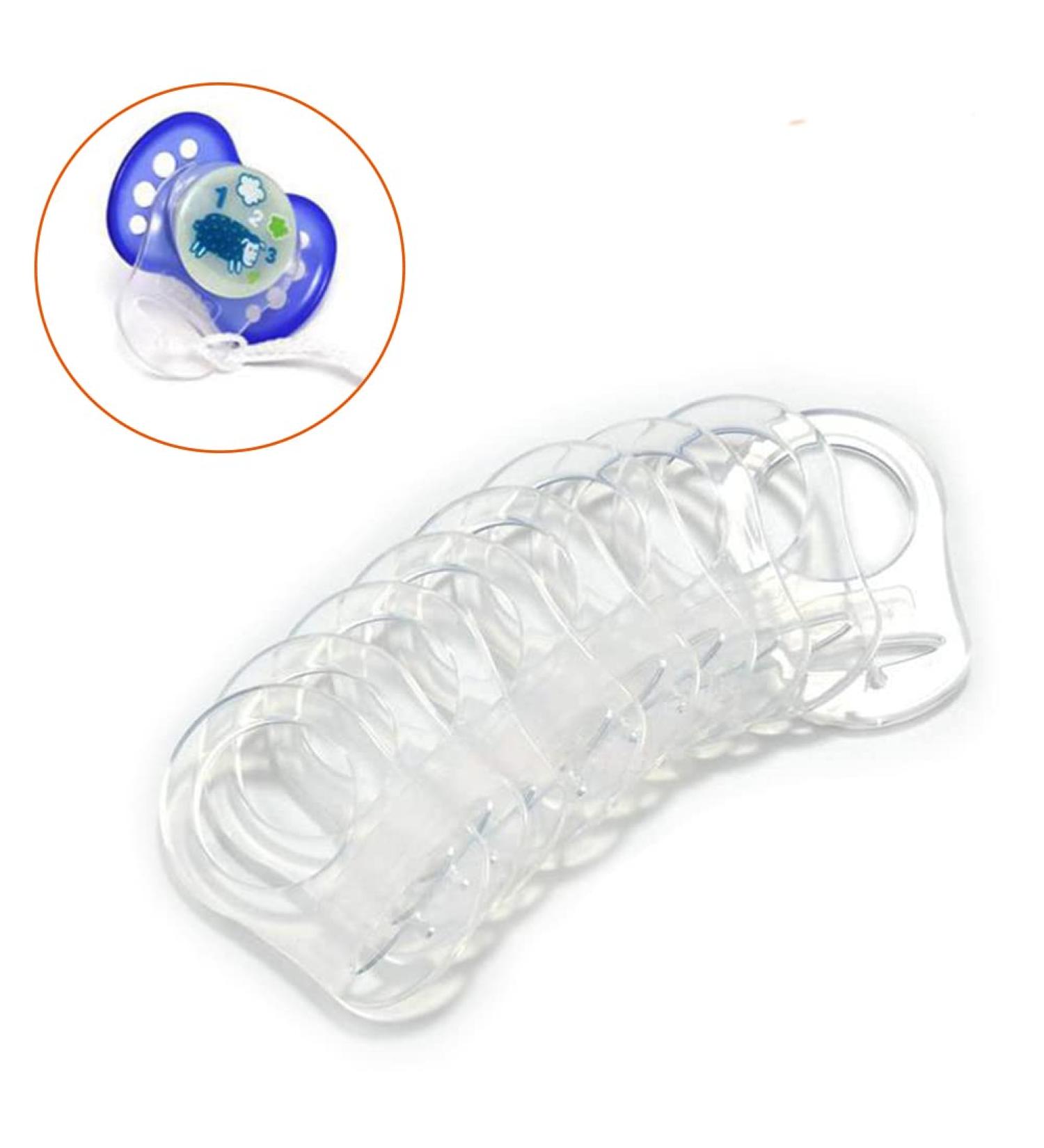 Transparent Silicone Pacifier Ring Connector - 10 Pack for MAM NUK - Durable Button Style | Ideal for Pacifier Chains - Buy Online on GoSupps.com